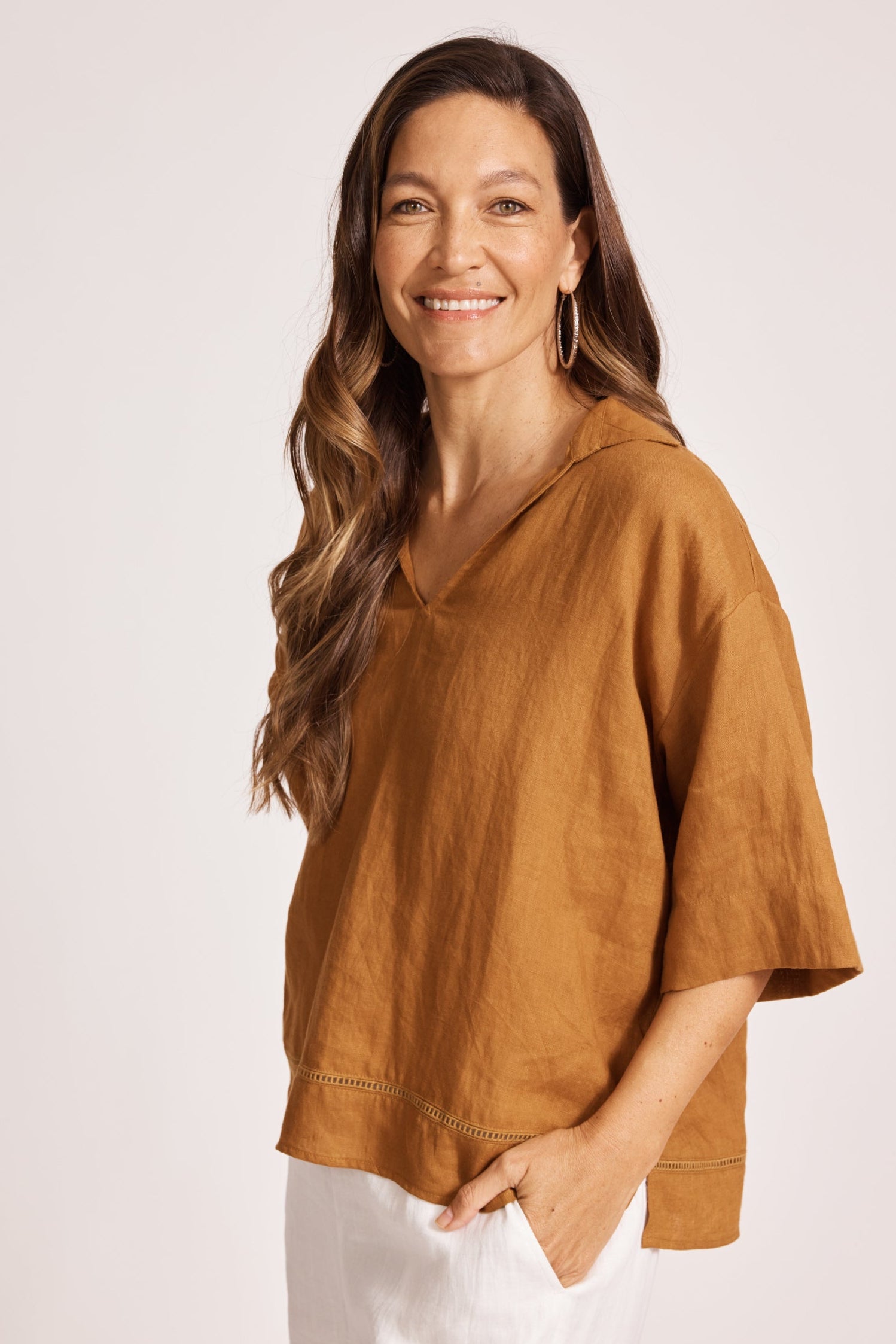 Miramar Collared Top - Caramel