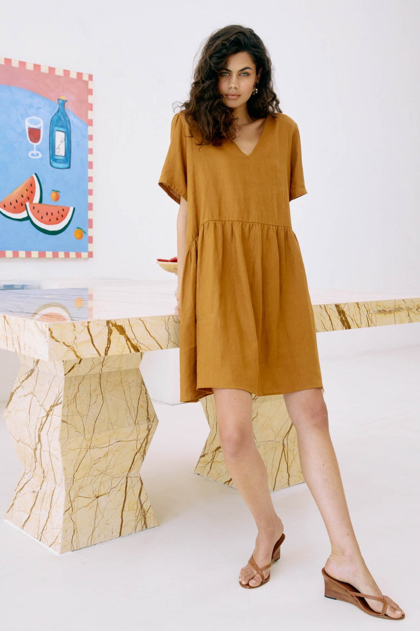 Miramar Midi Dress - Caramel