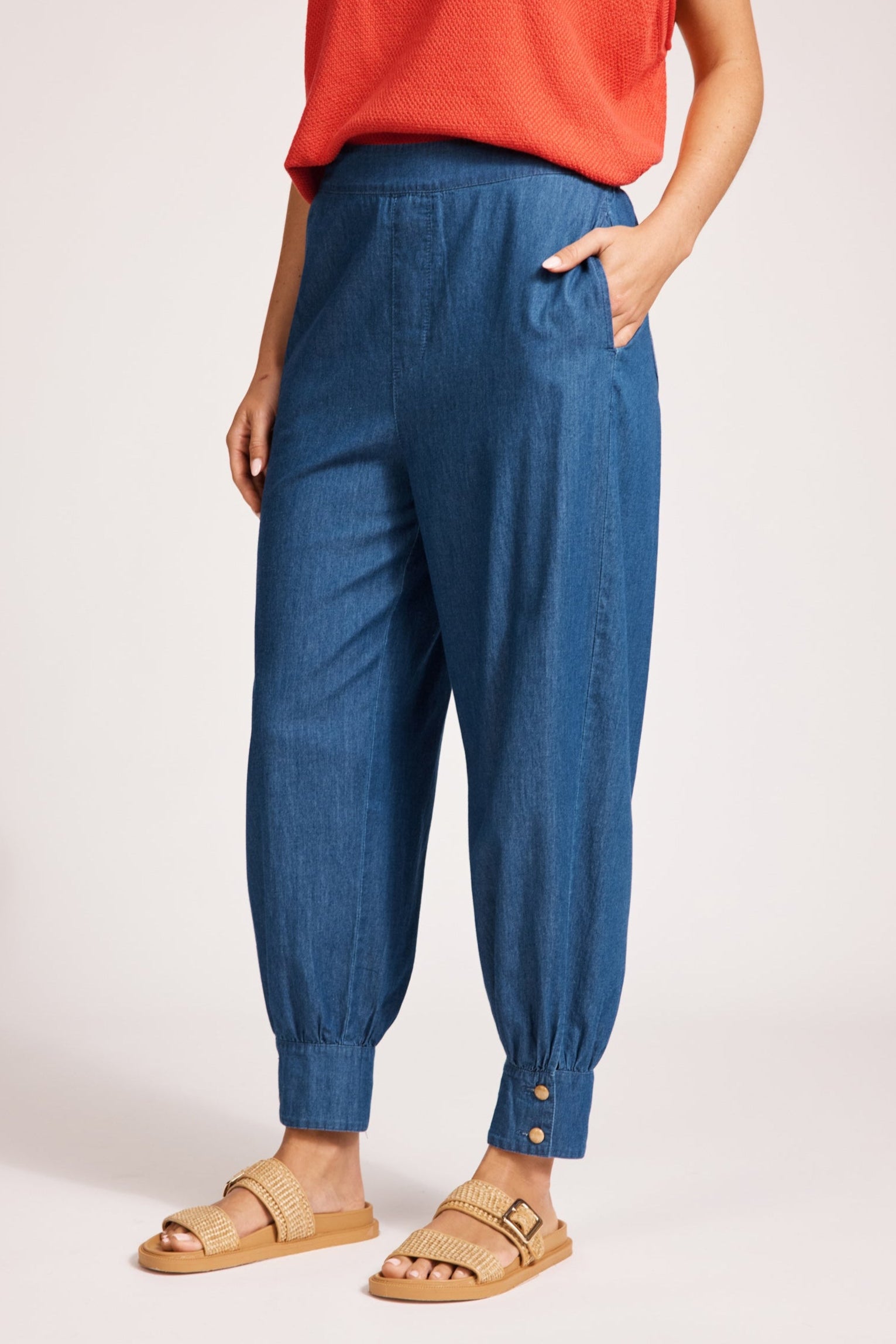 Melenia Denim Crop Pant - Indigo