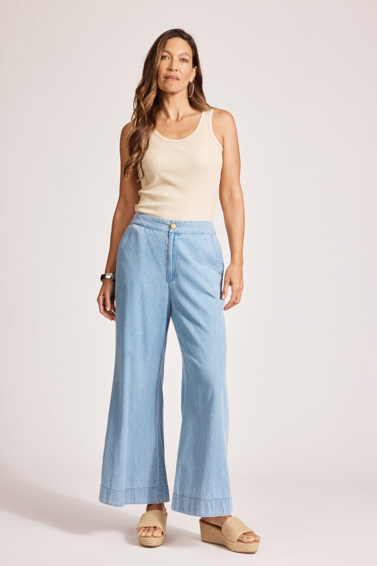 Melenia Denim Split Pant - Denim