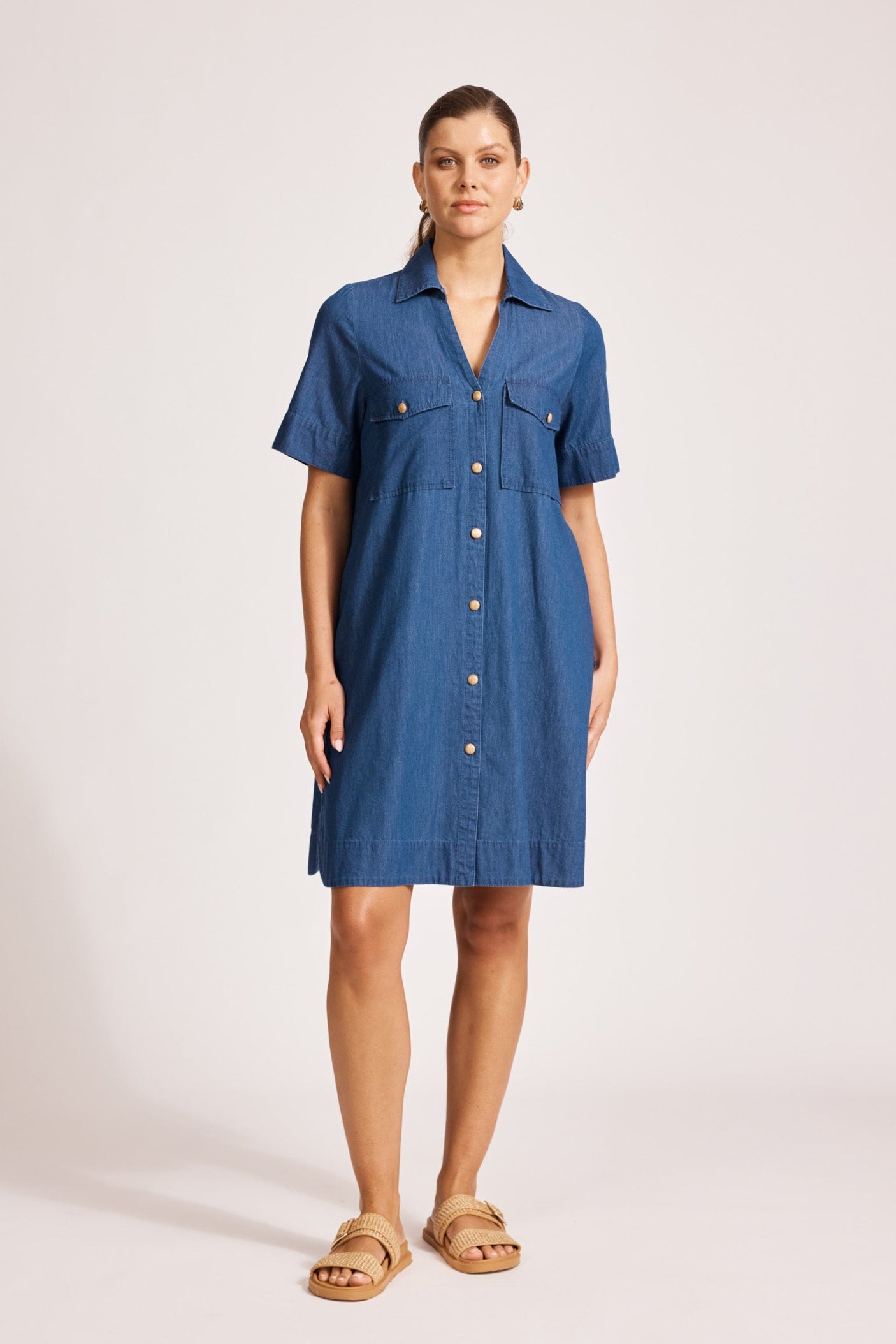 Melenia Denim Shirt Dress - Indigo