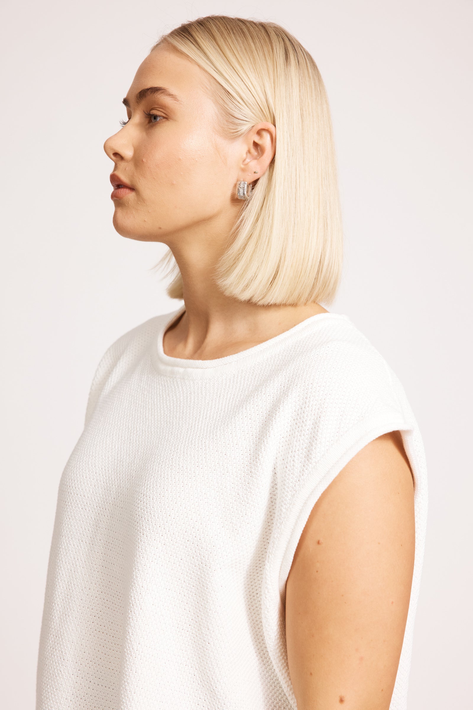 Artemis Sleeveless Knit Top - White
