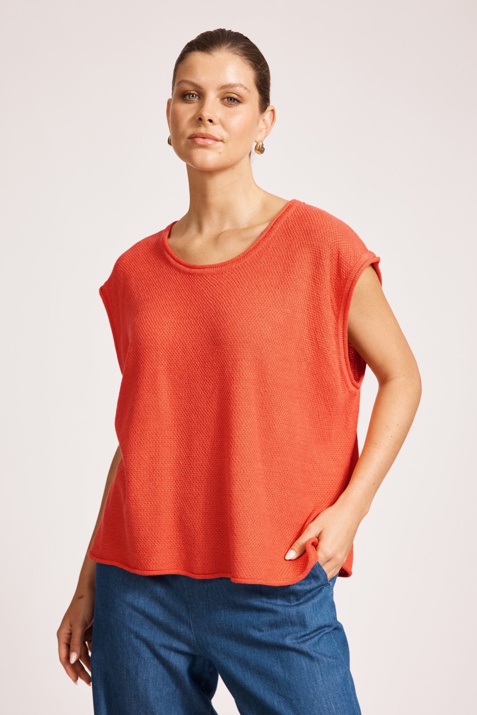 Artemis Sleeveless Knit Top - Coral