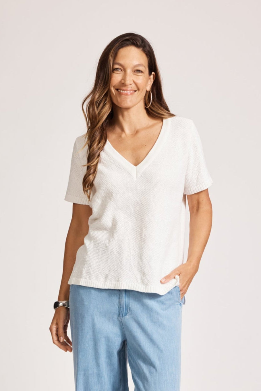 Artemis V Knit Top - White