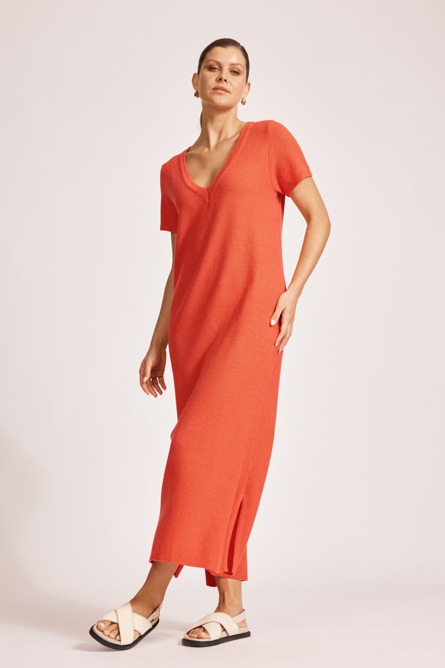 Artemis V Knit Dress - Coral