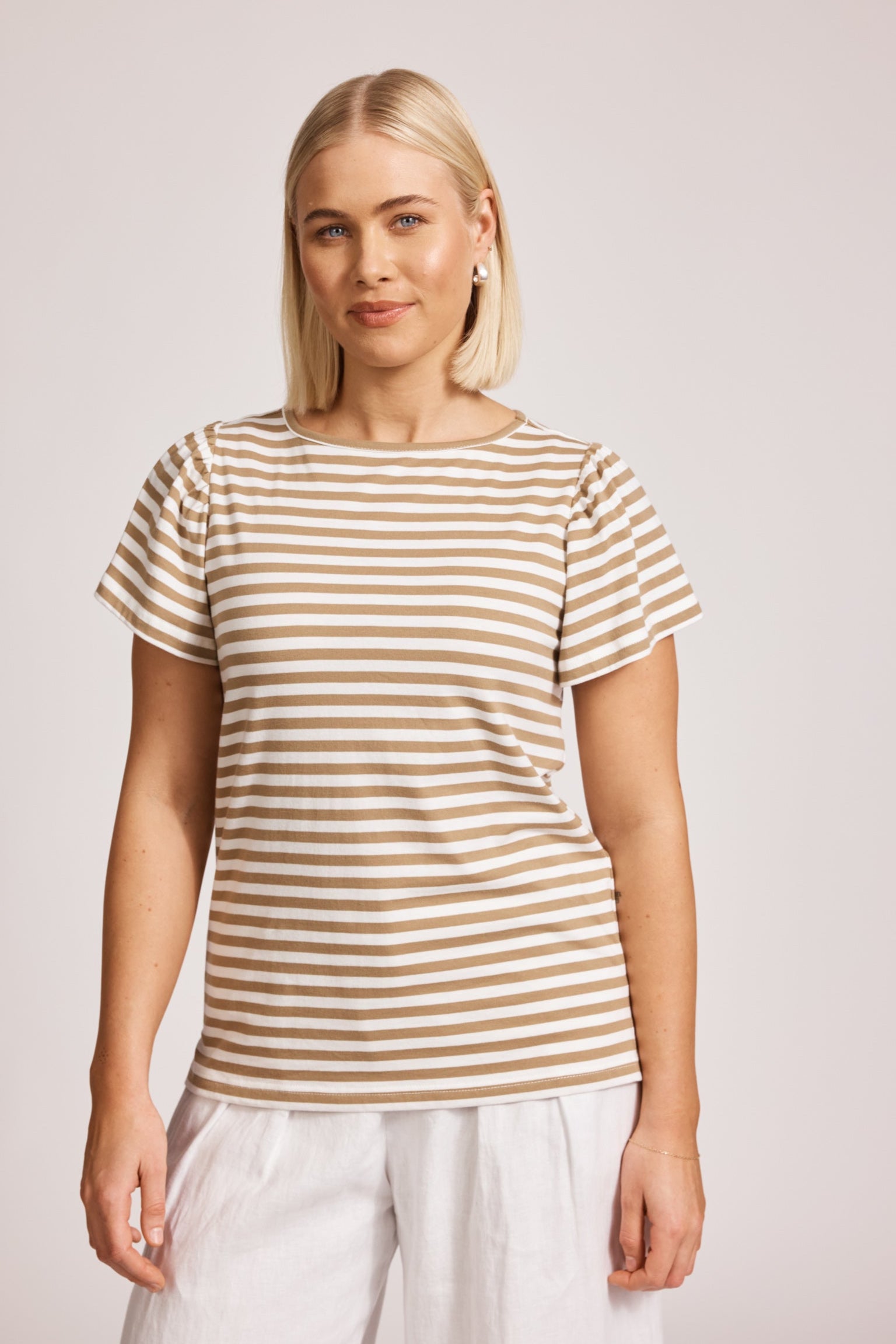 Margherita Stripe Tshirt - Camel