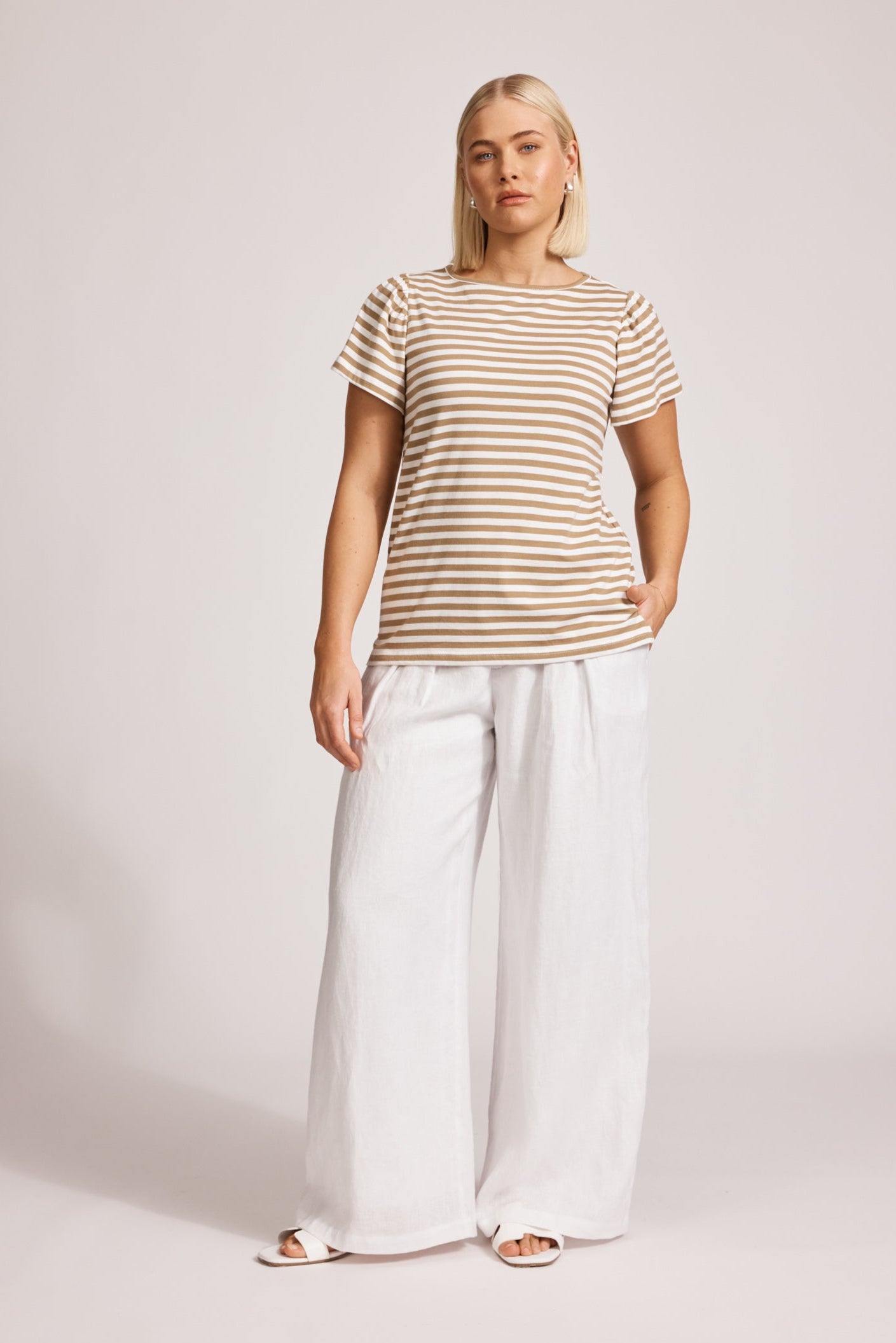 Margherita Stripe Tshirt - Camel