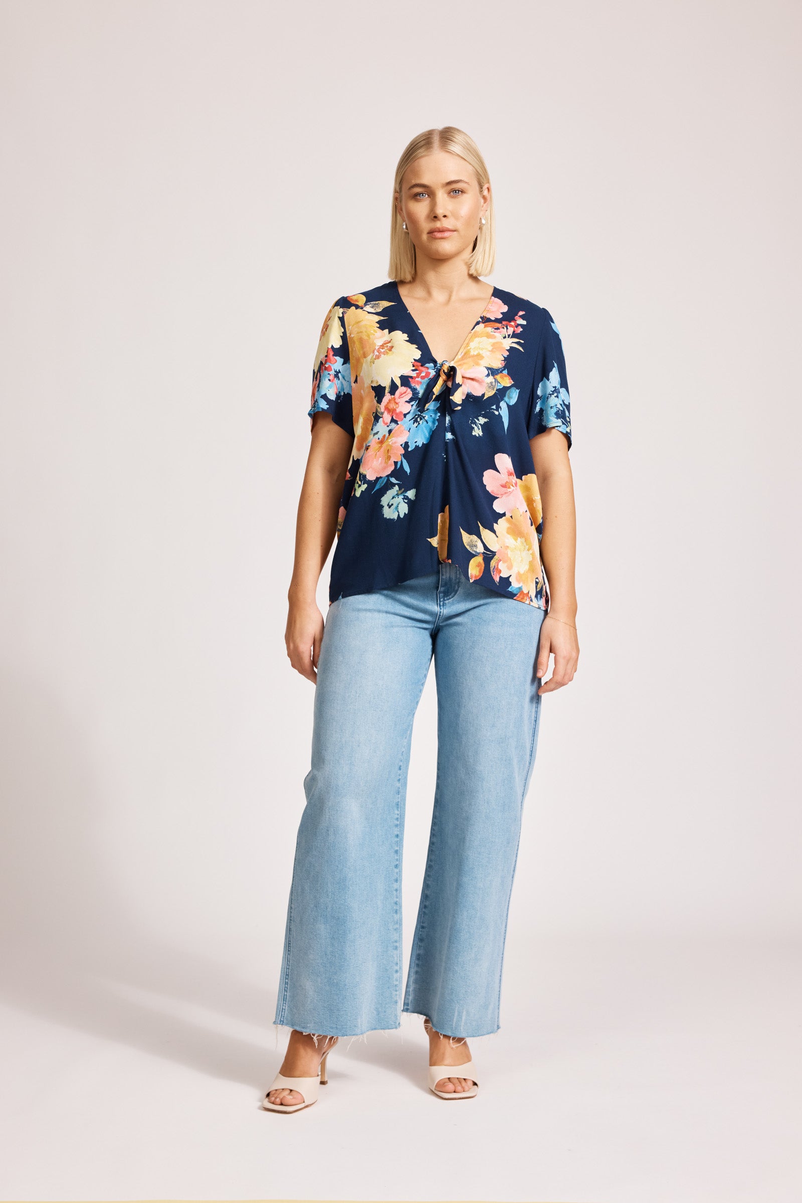 Parisio Tie Top - Indigo Bloom