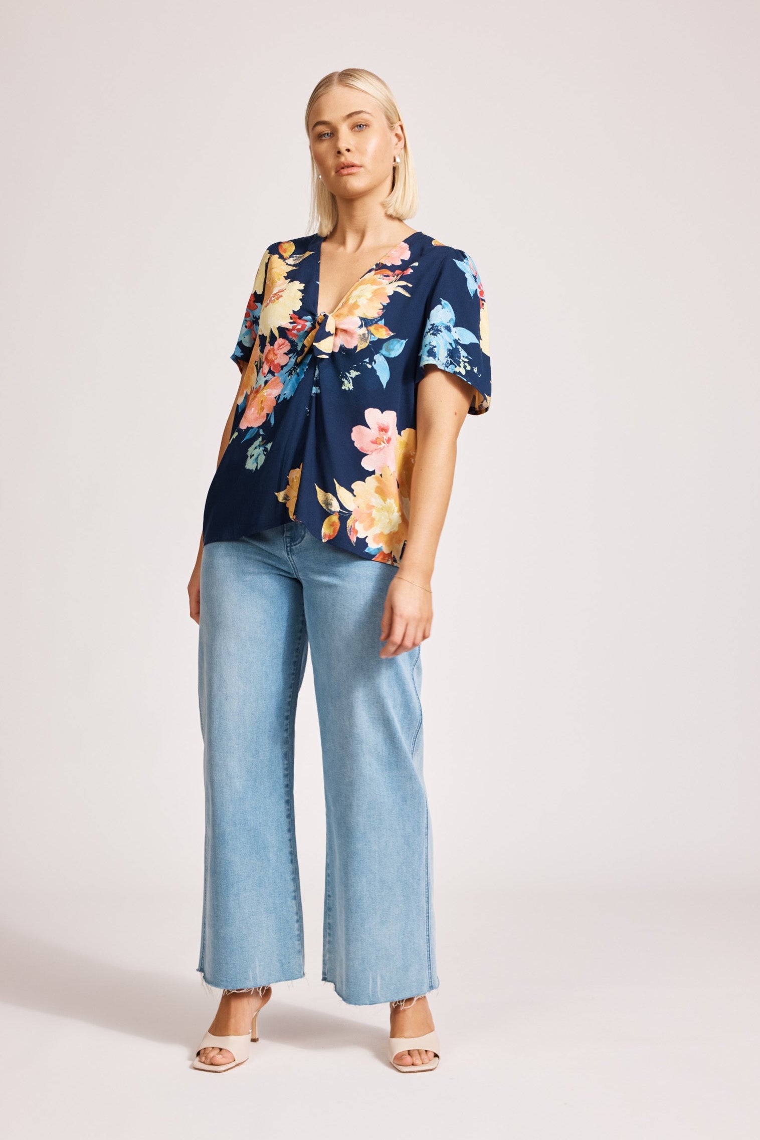 Parisio Tie Top - Indigo Bloom