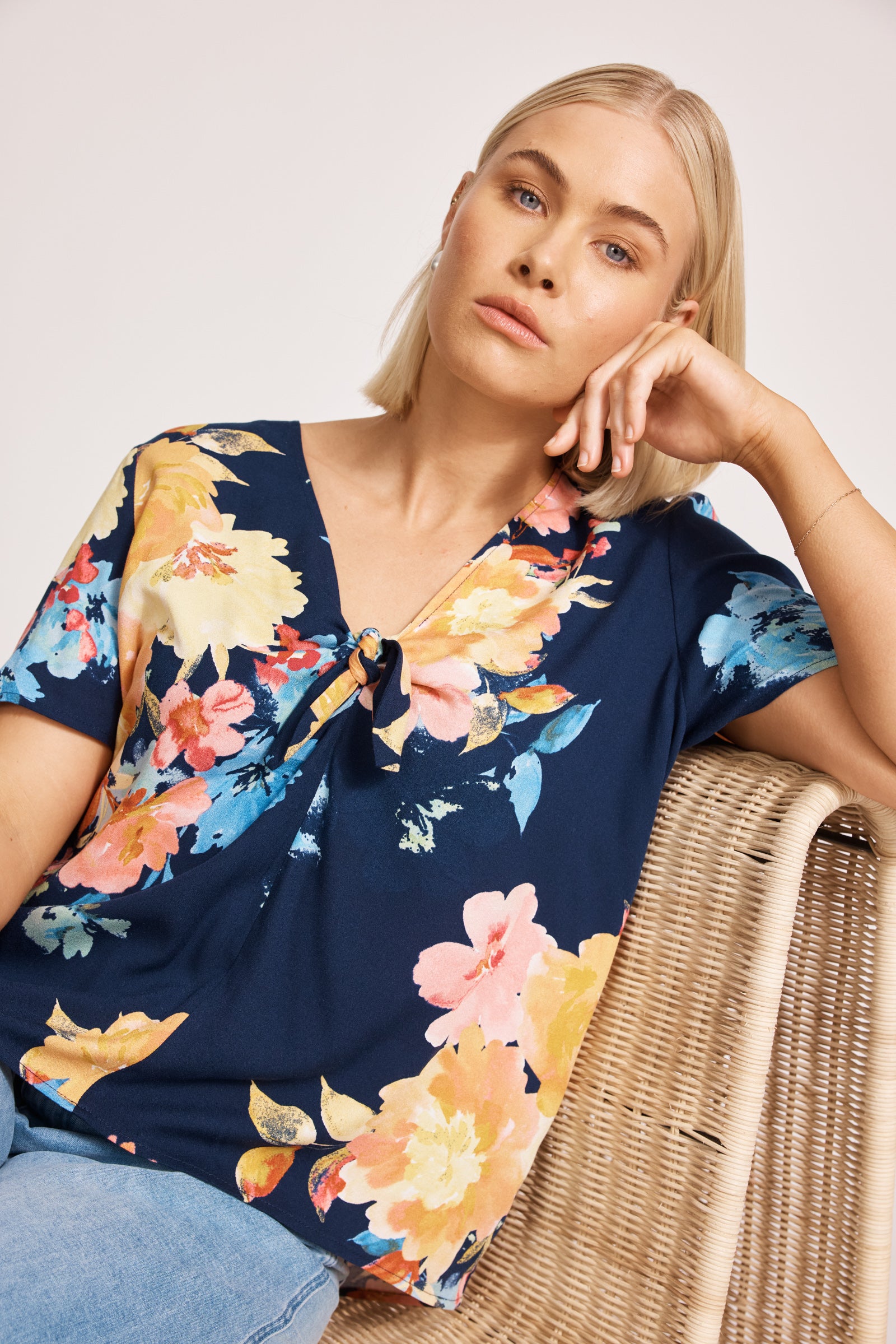 Parisio Tie Top - Indigo Bloom