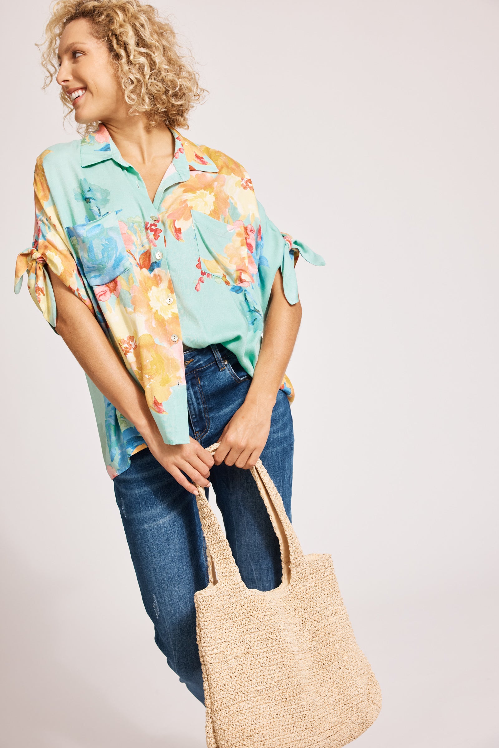 Parisio Tie Shirt - Mint Bloom