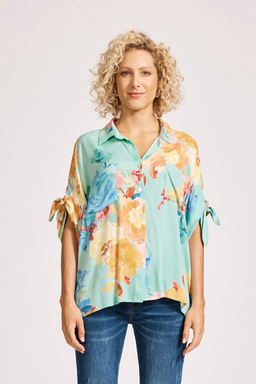 Parisio Tie Shirt - Mint Bloom