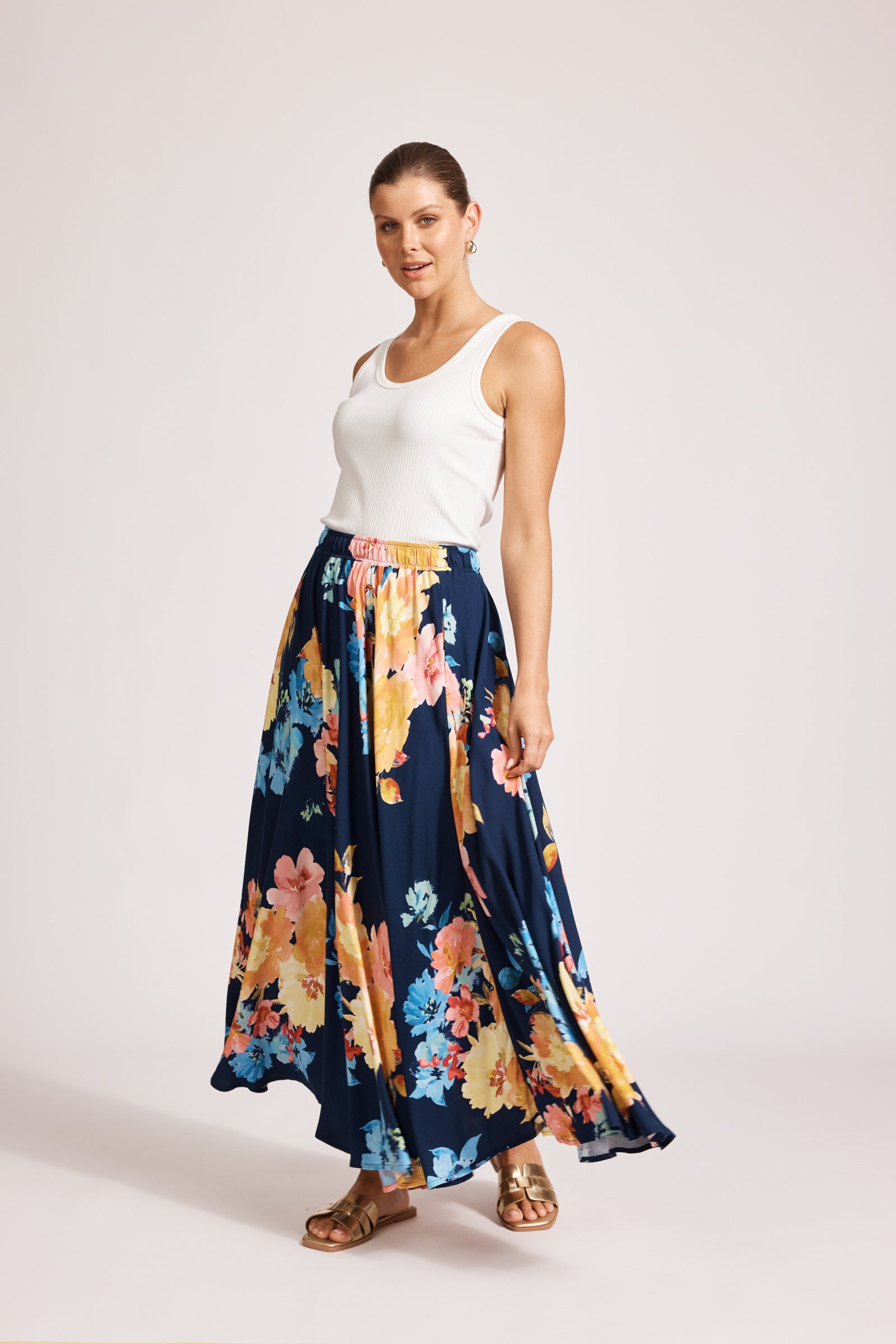Parisio Maxi Skirt - Indigo Bloom