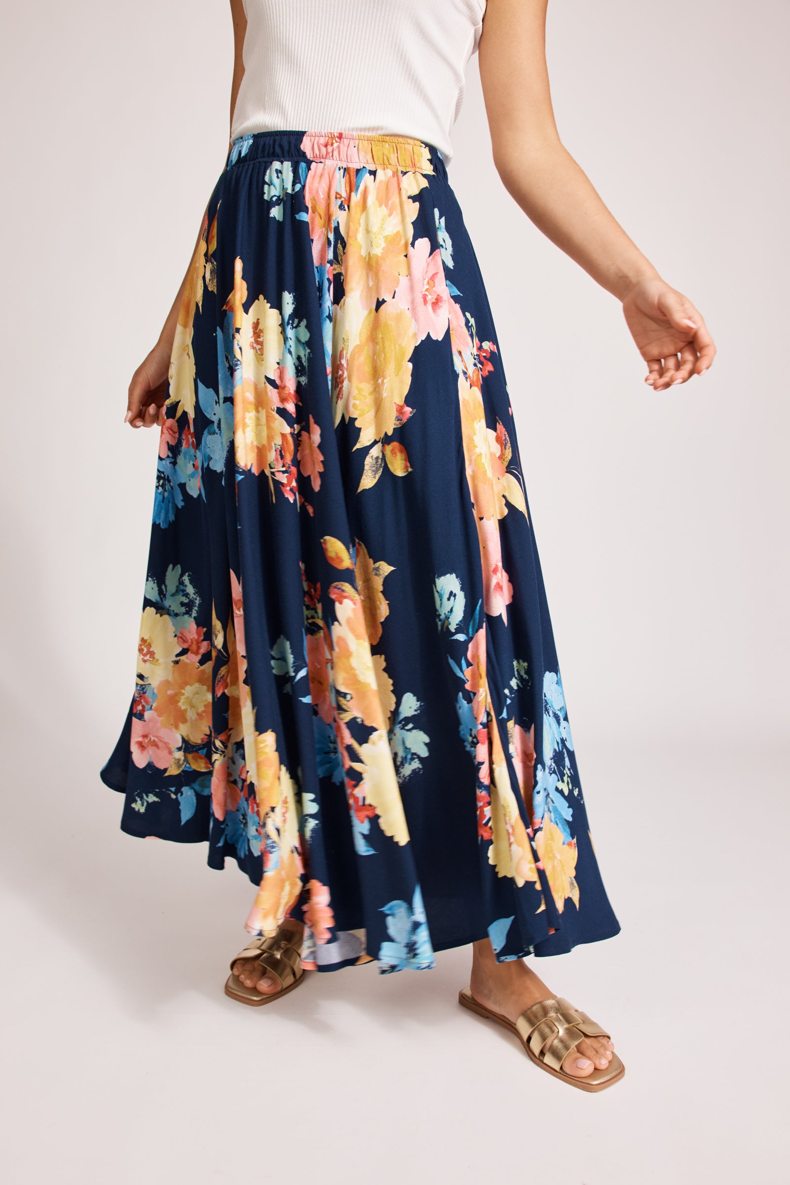 Parisio Maxi Skirt - Indigo Bloom