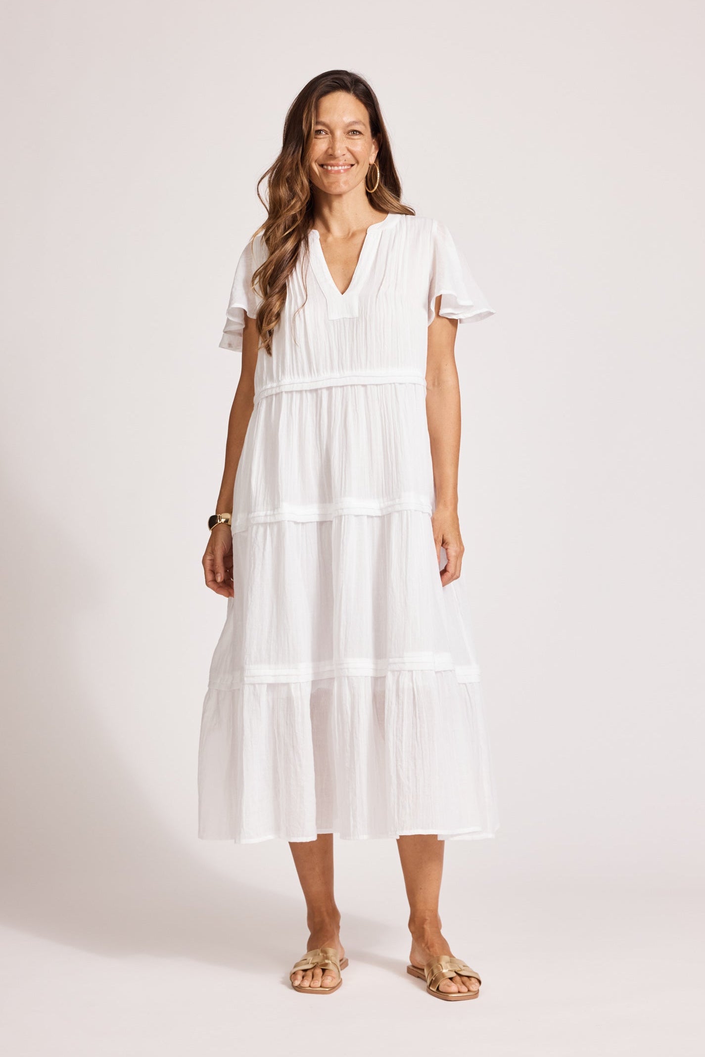 Orsula Tiered Maxi Dress - White