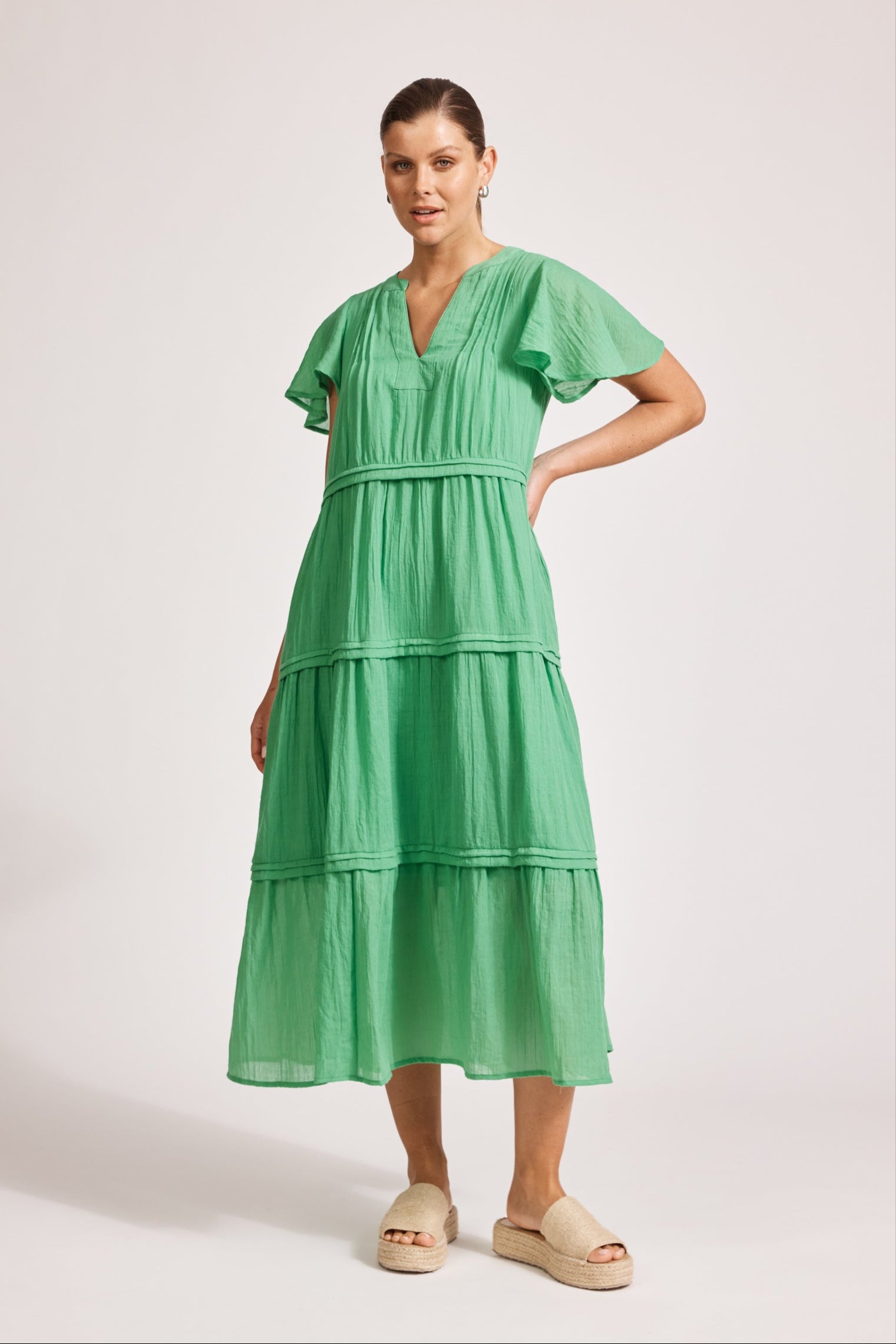 Orsula Tiered Maxi Dress - Jade