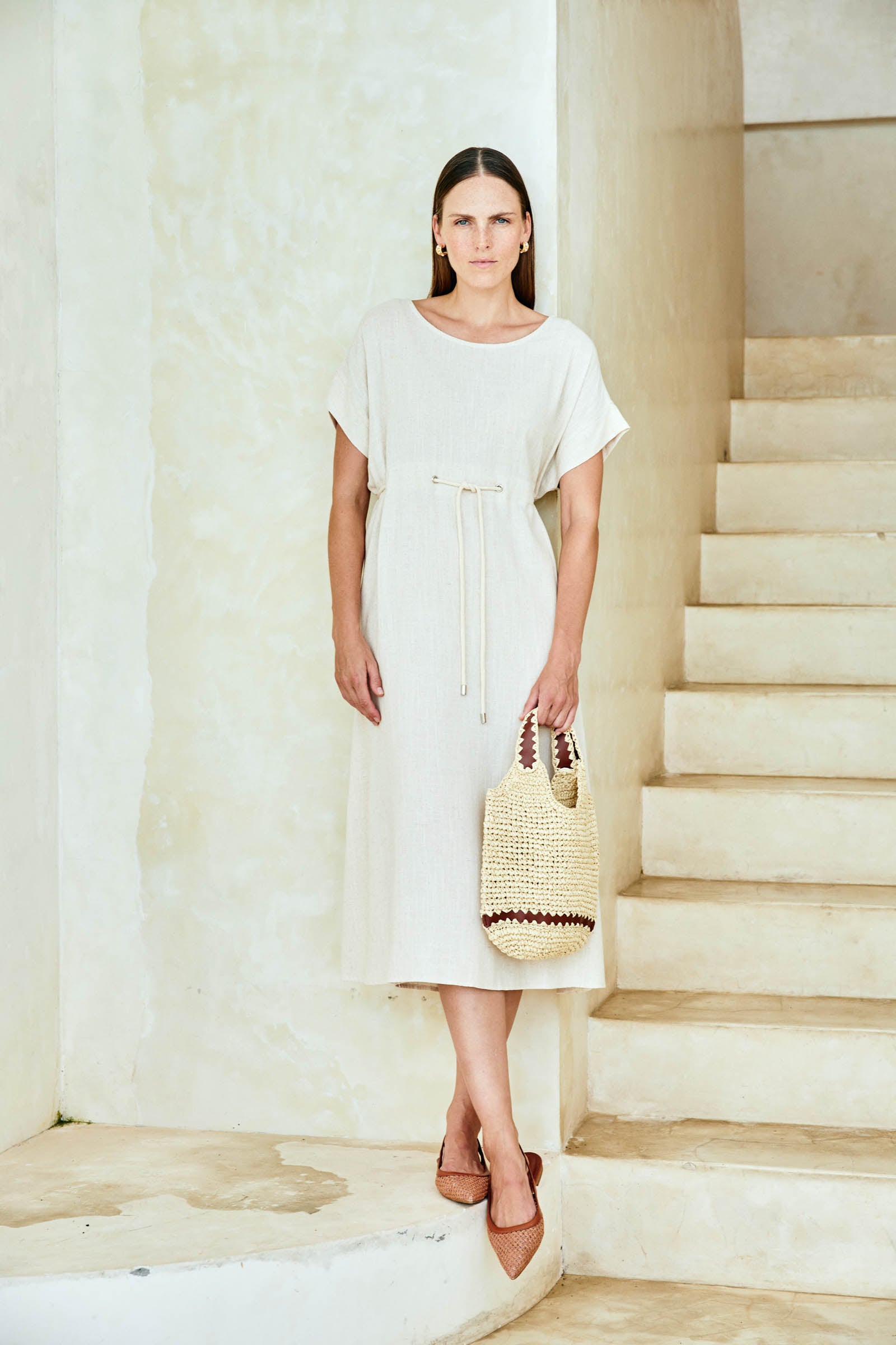 Alesia Rope Tie Dress - Tusk