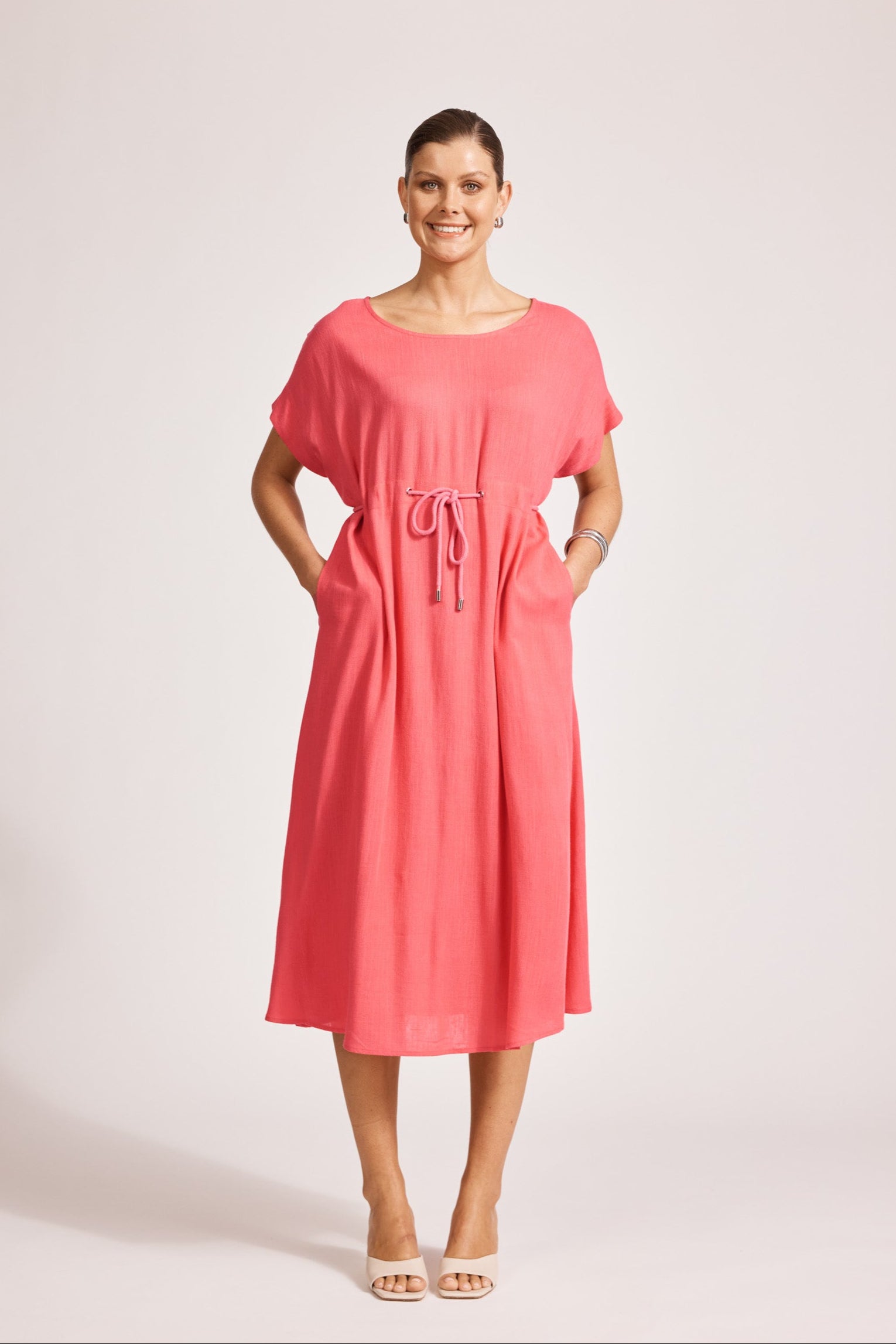 Alesia Rope Tie Dress - Melon