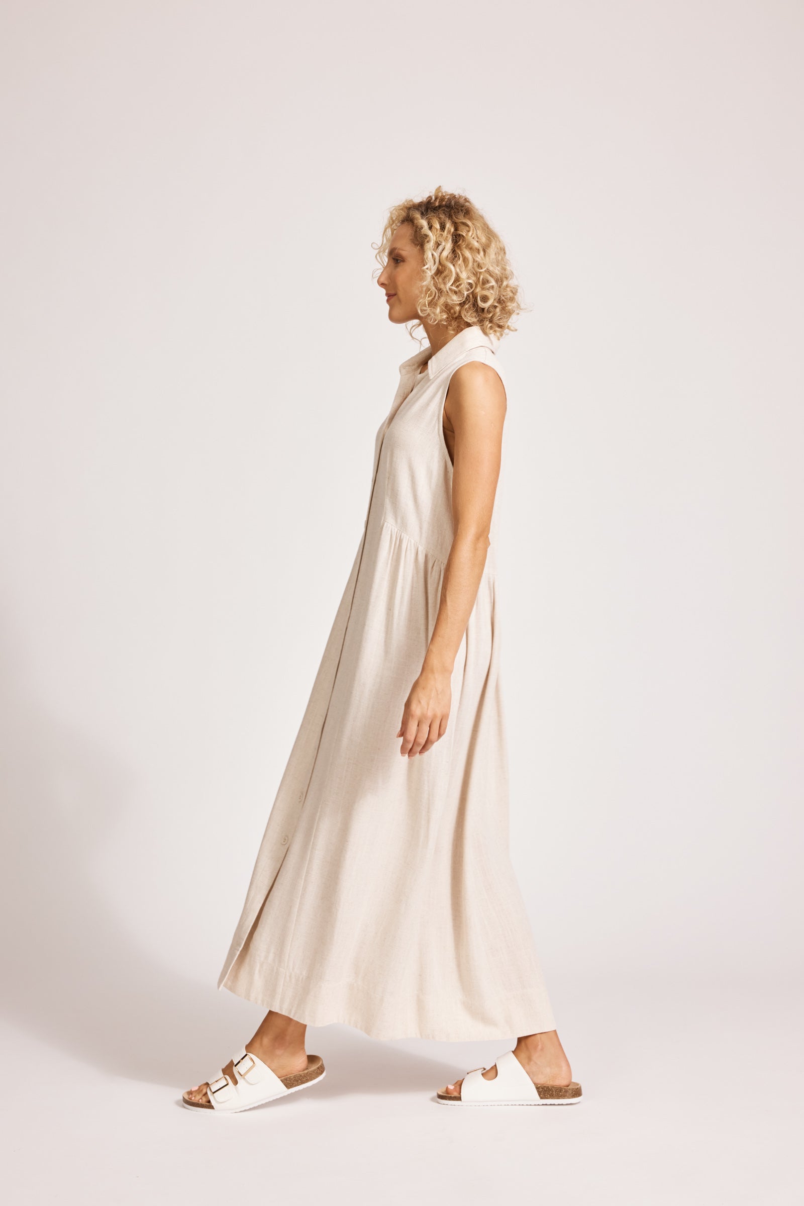 Alesia Sleeveless Shirt Dress - Tusk