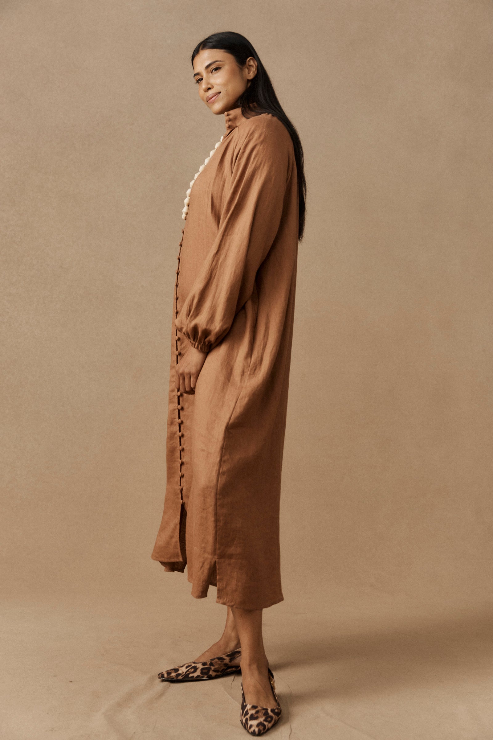 Bajau Button Dress - Clay