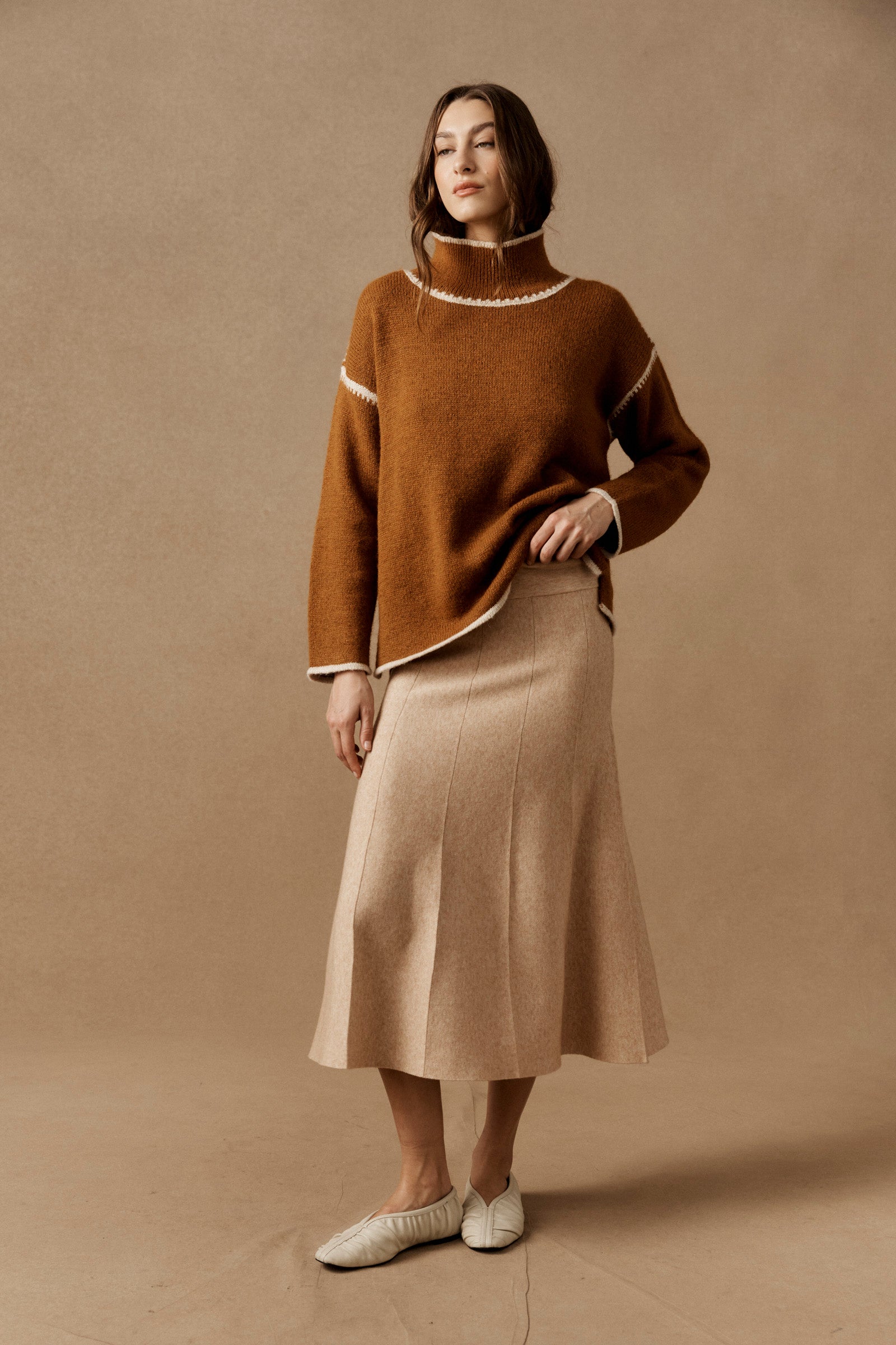 Zala Knit Skirt - Bisque