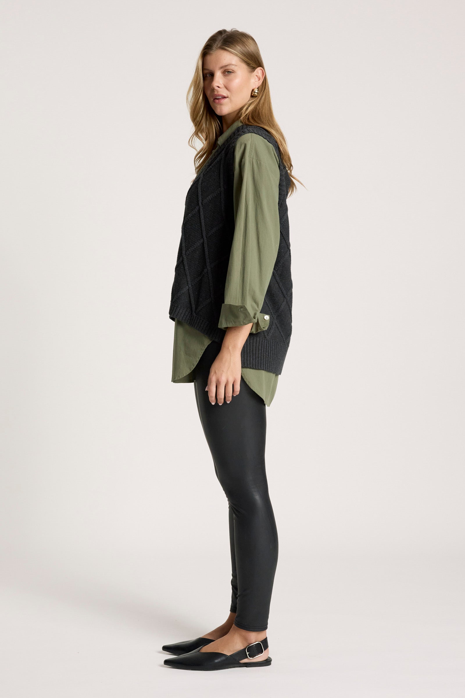 Liora Knit Vest - Char