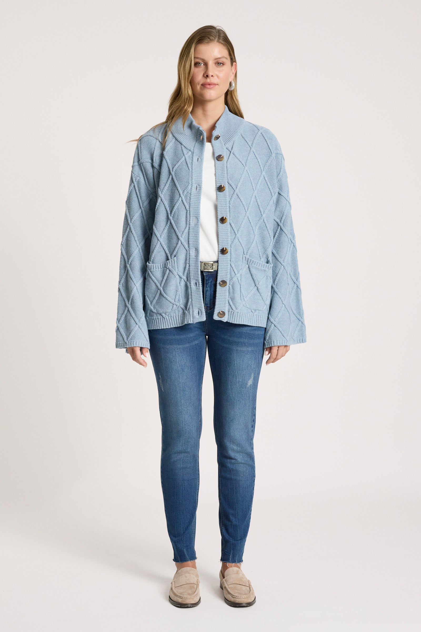 Liora Crop Cardigan - Lake