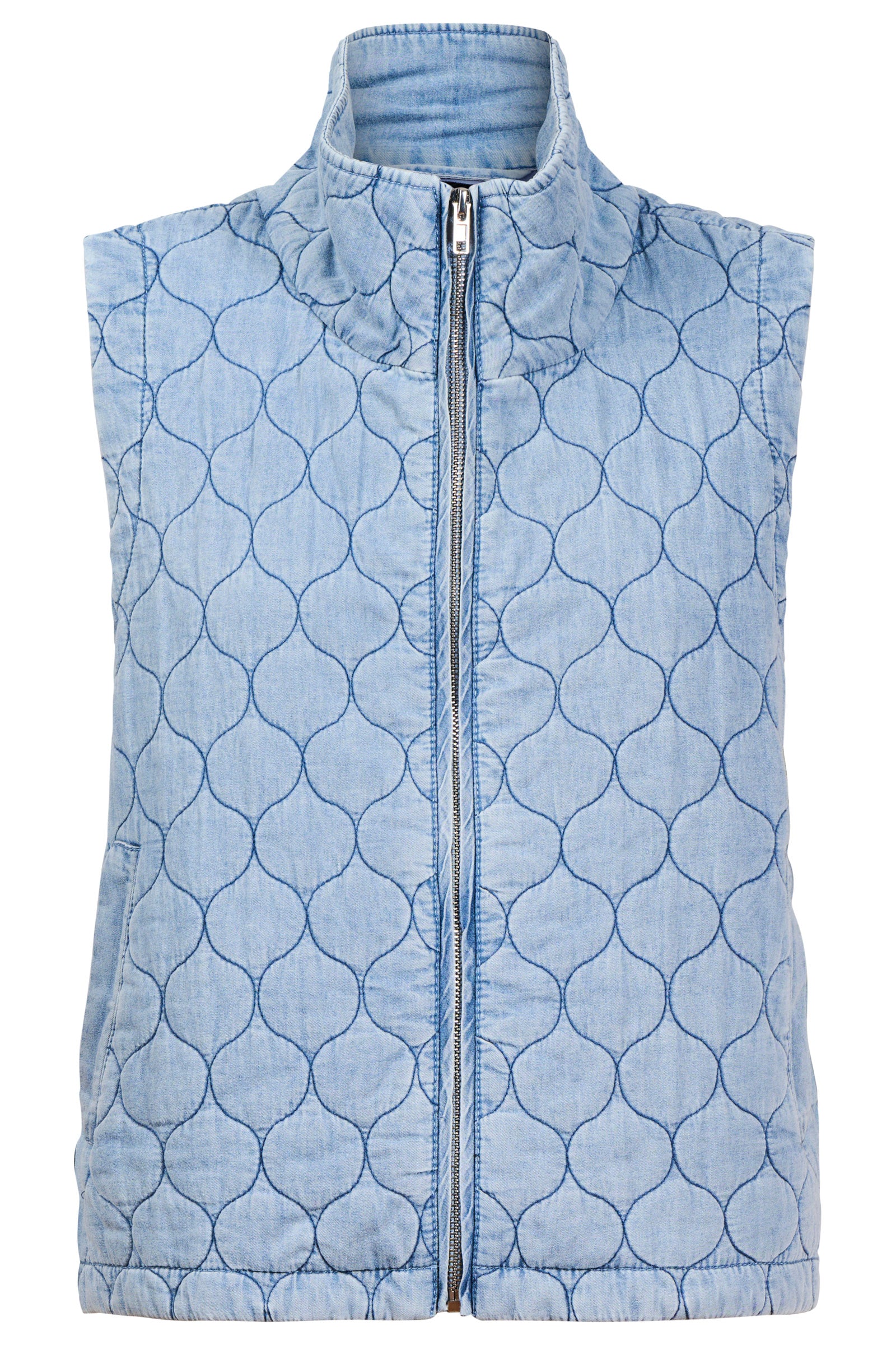 Sansi Quilted Crop Vest - Denim
