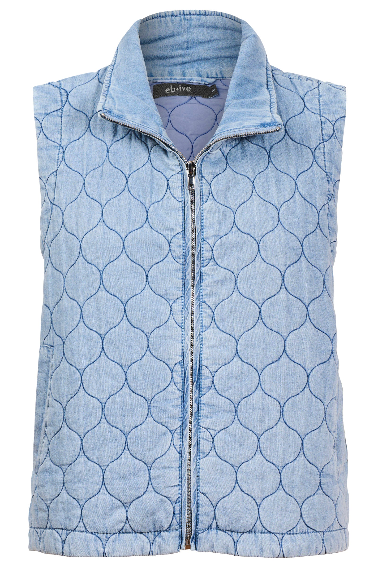 Sansi Quilted Crop Vest - Denim