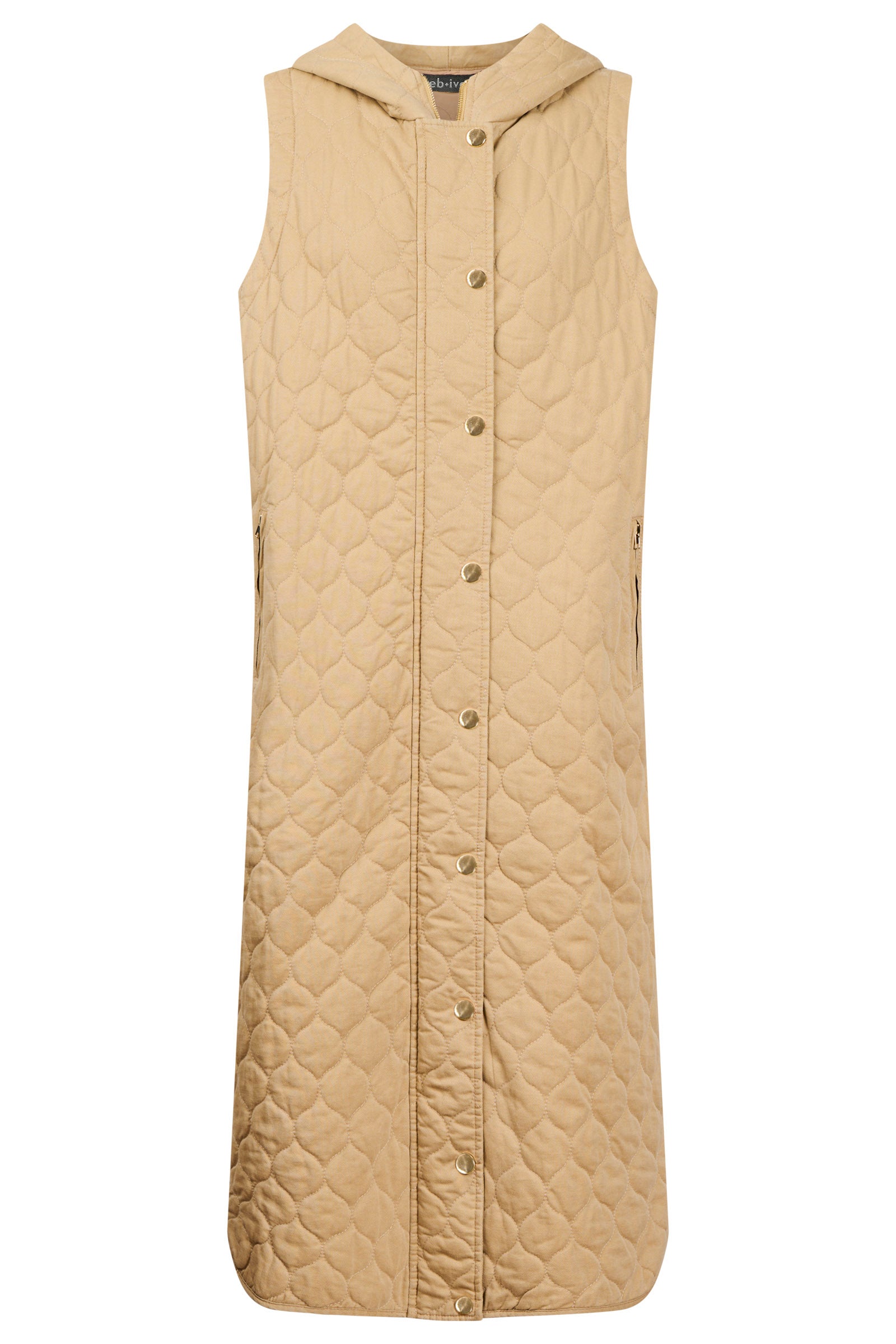 Sansi Quilted Long Vest - Dune