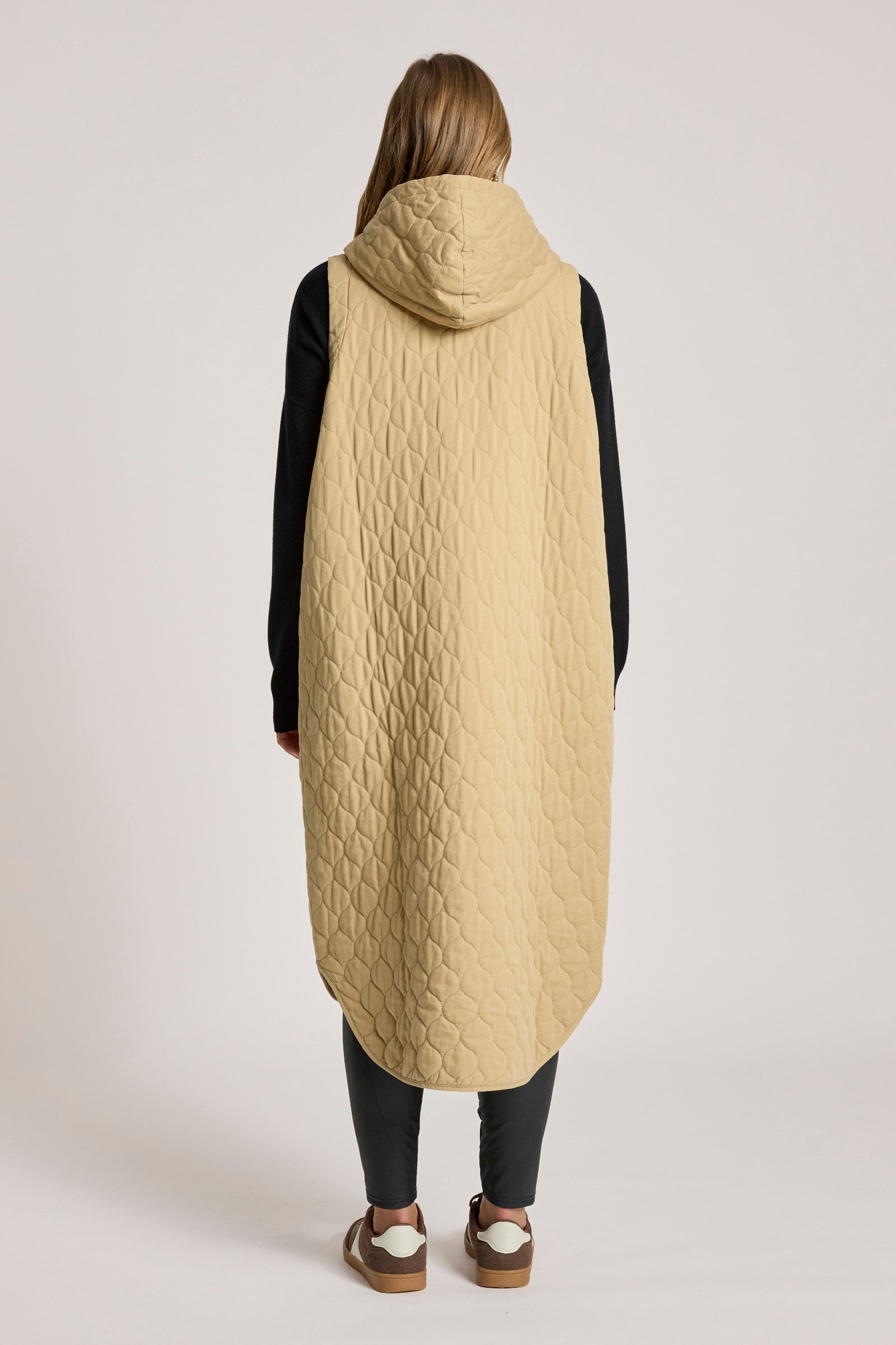 Sansi Quilted Long Vest - Dune
