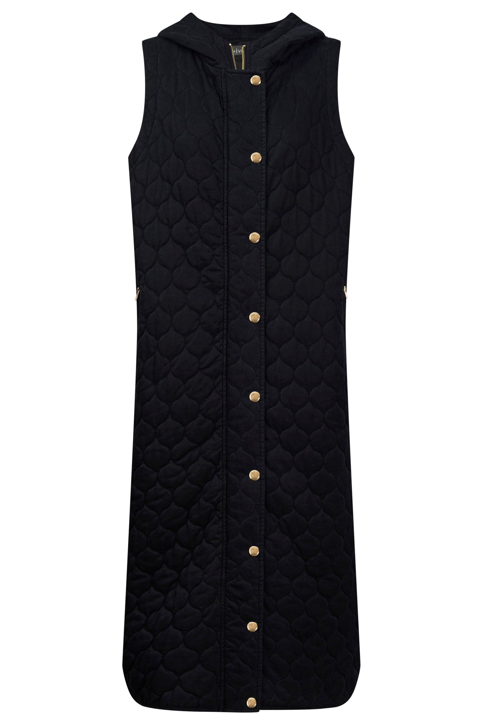 Sansi Quilted Long Vest - Black