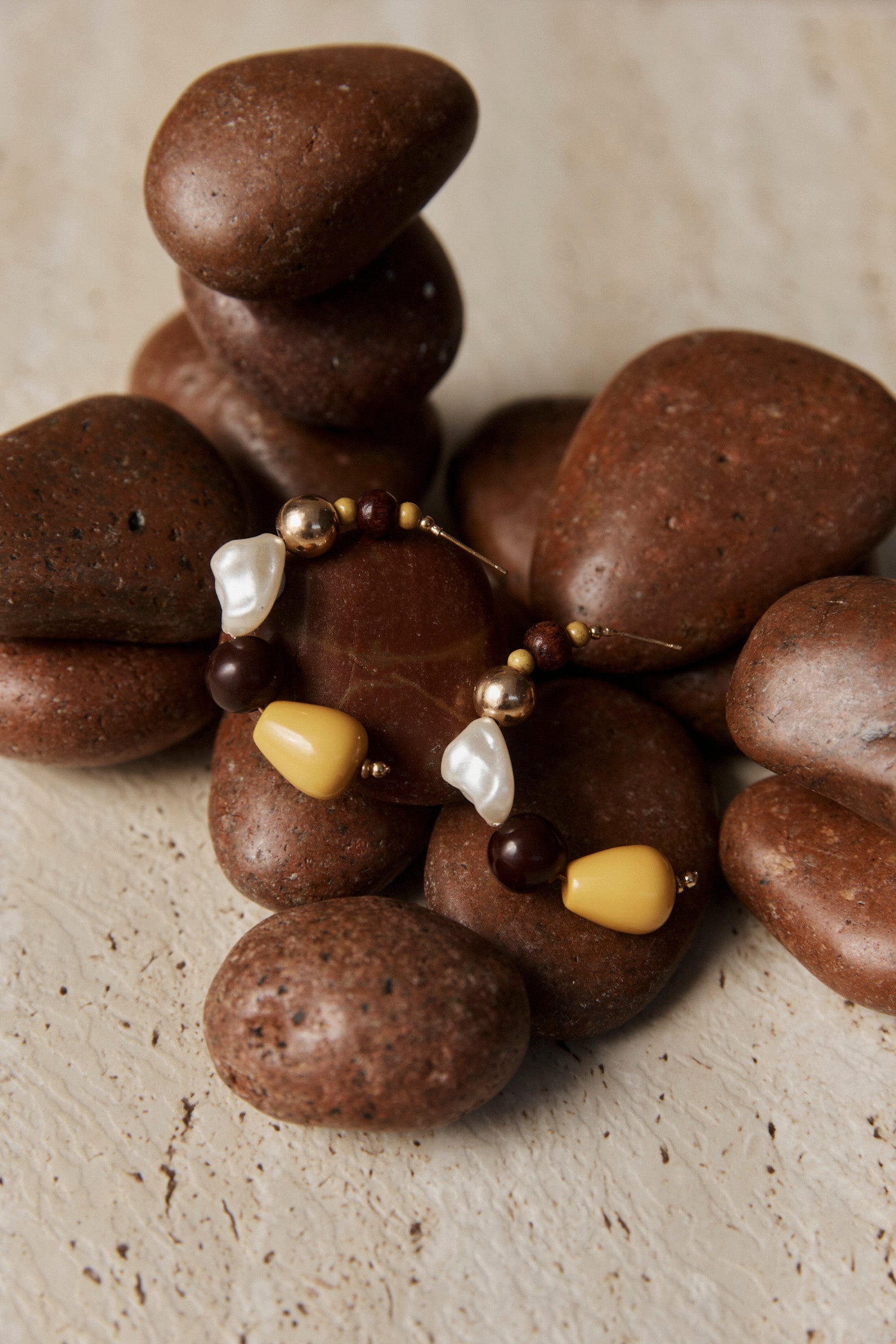 Oman Beaded Earring - Pearl