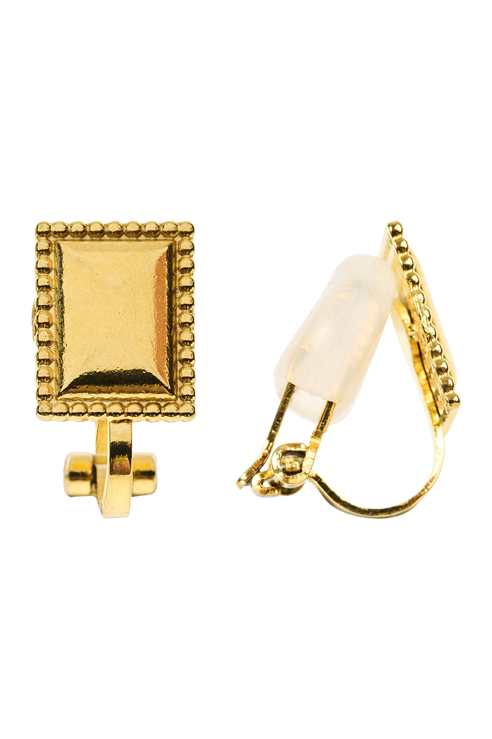 Heritage Clip On Earring - Gold Square