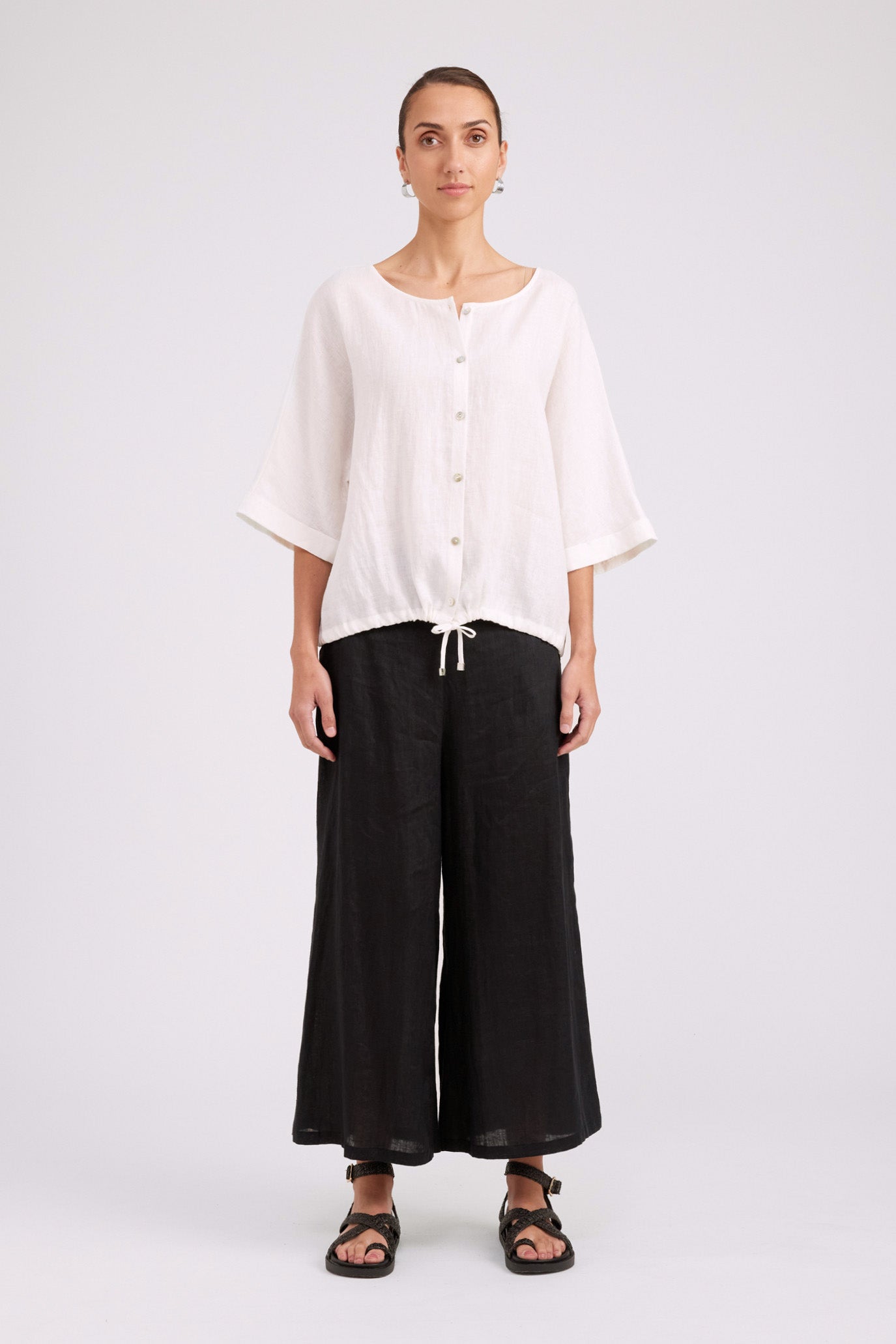 Studio Button Top/Jacket - White