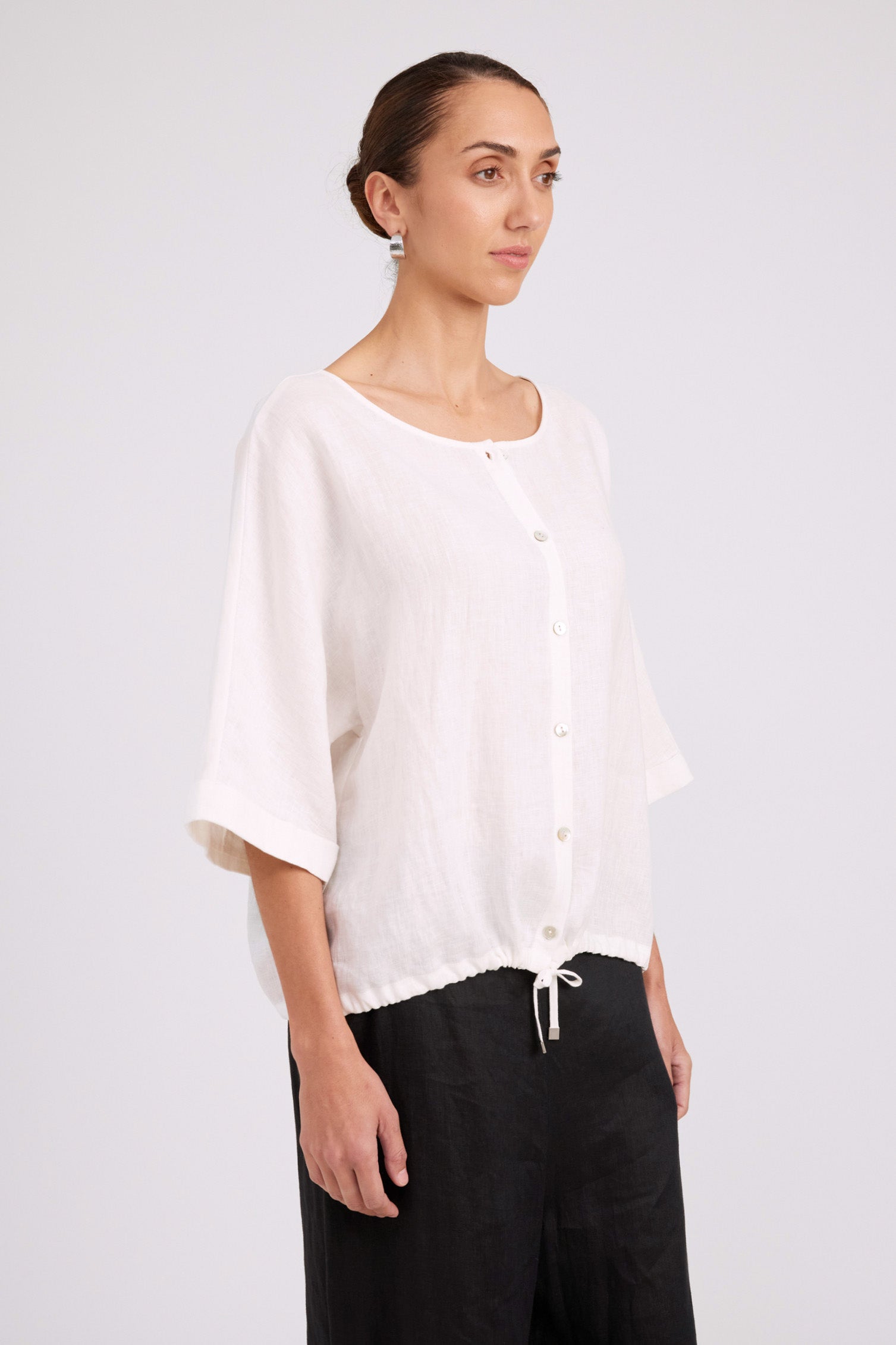 Studio Button Top/Jacket - White