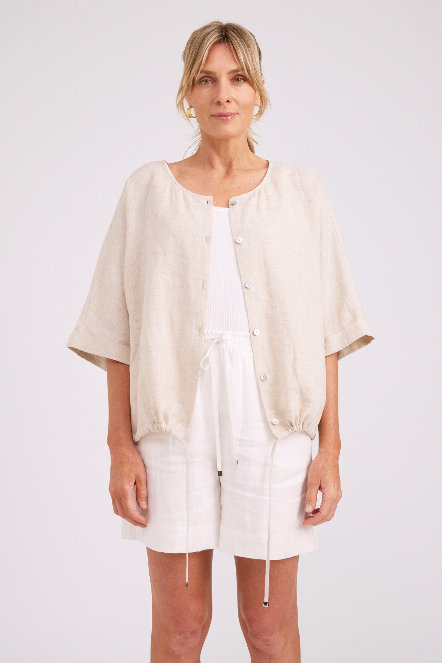 Studio Button Top/Jacket - Tusk