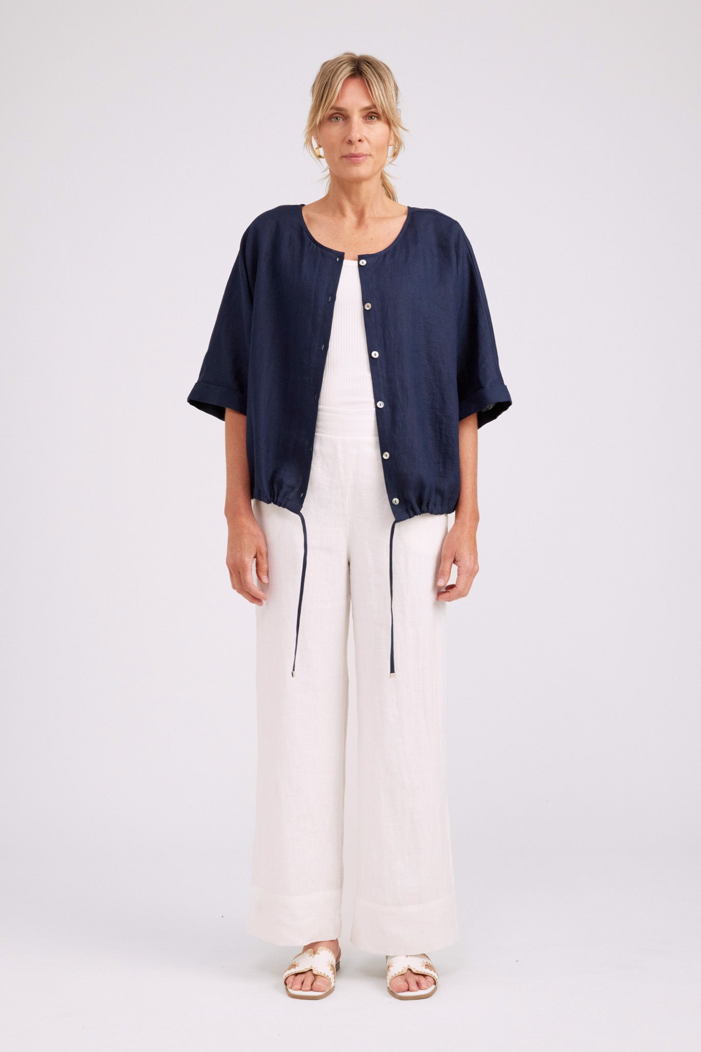 Studio Button Top/Jacket - Navy