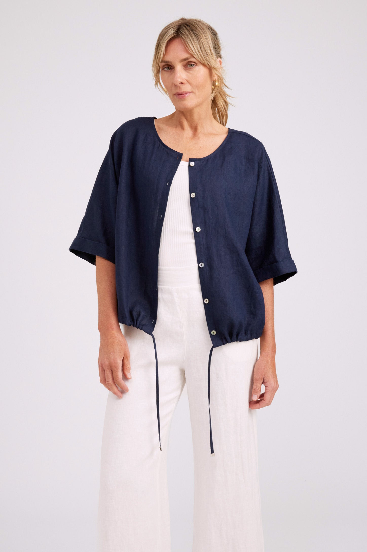 Studio Button Top/Jacket - Navy