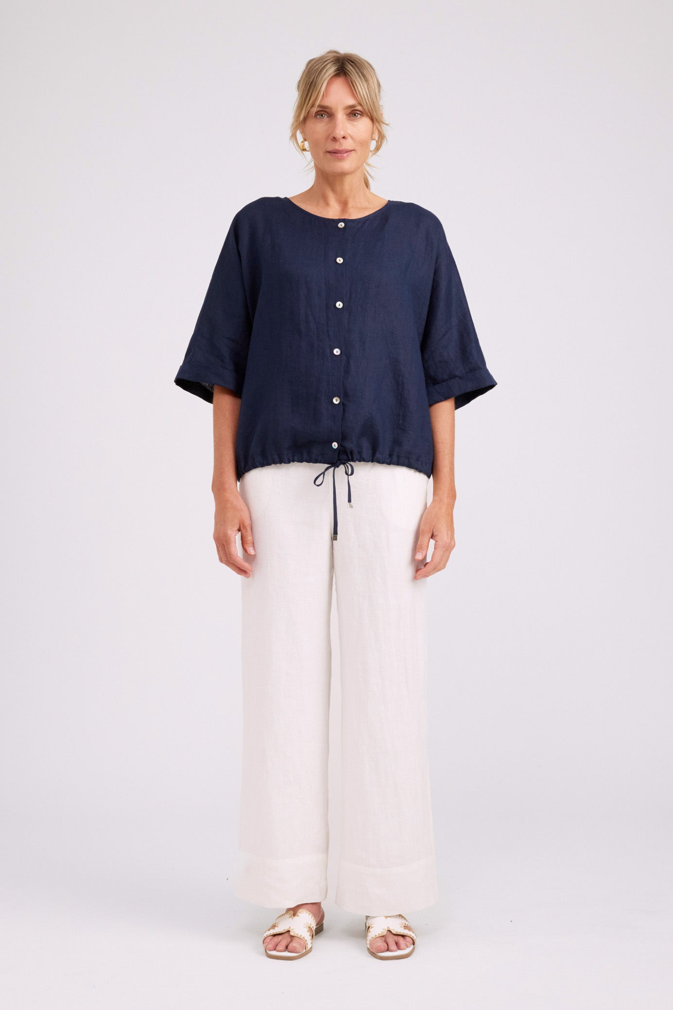 Studio Button Top/Jacket - Navy