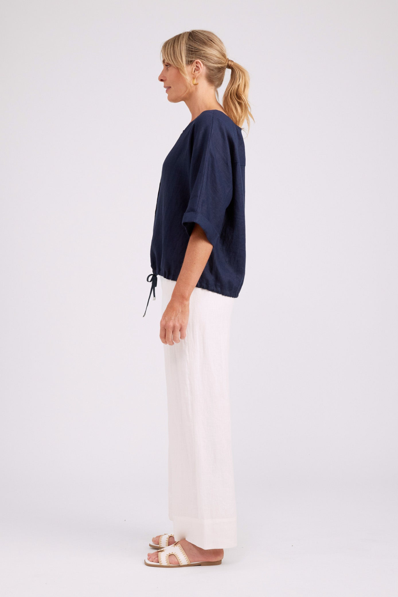 Studio Button Top/Jacket - Navy