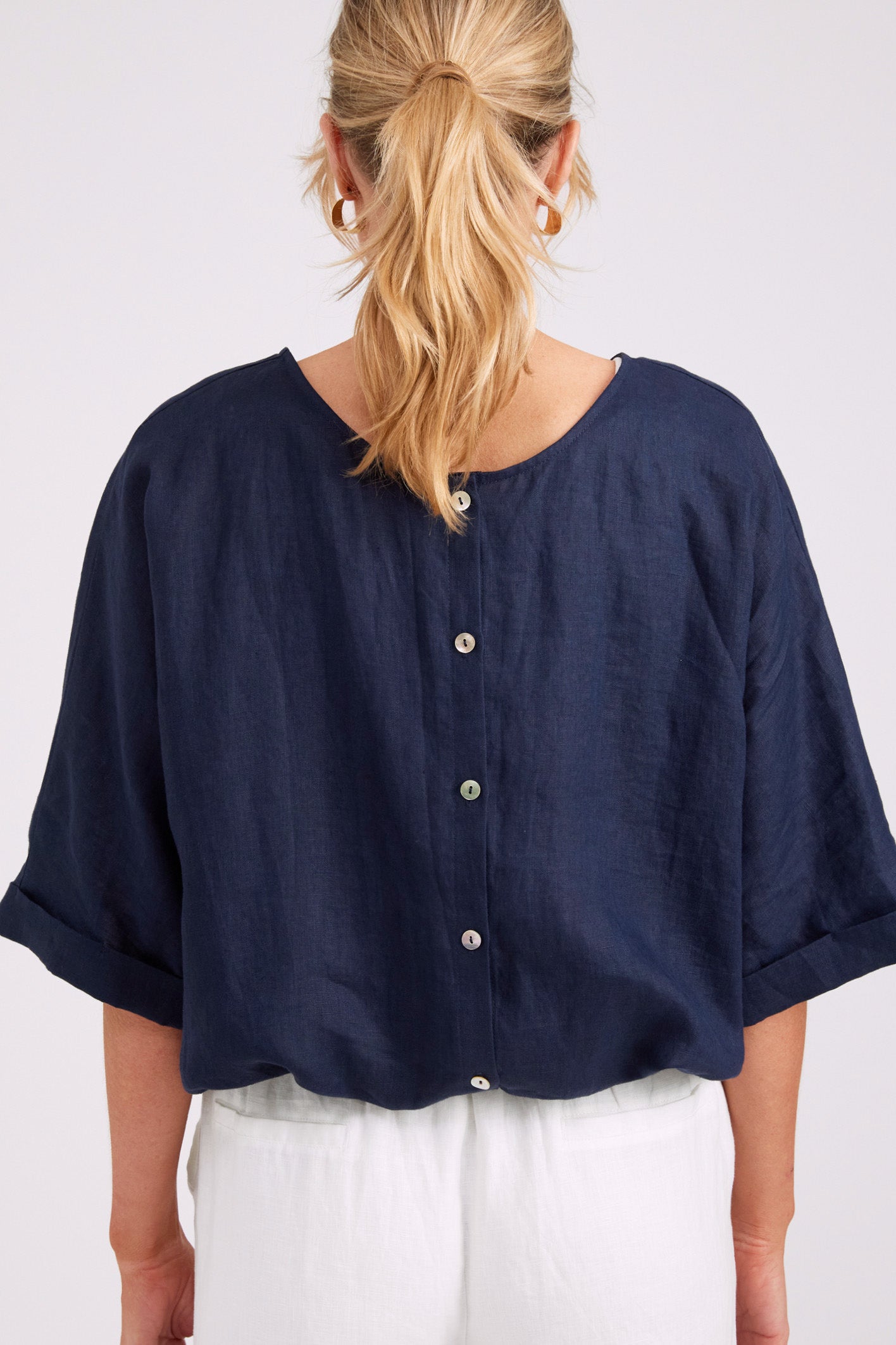 Studio Button Top/Jacket - Navy