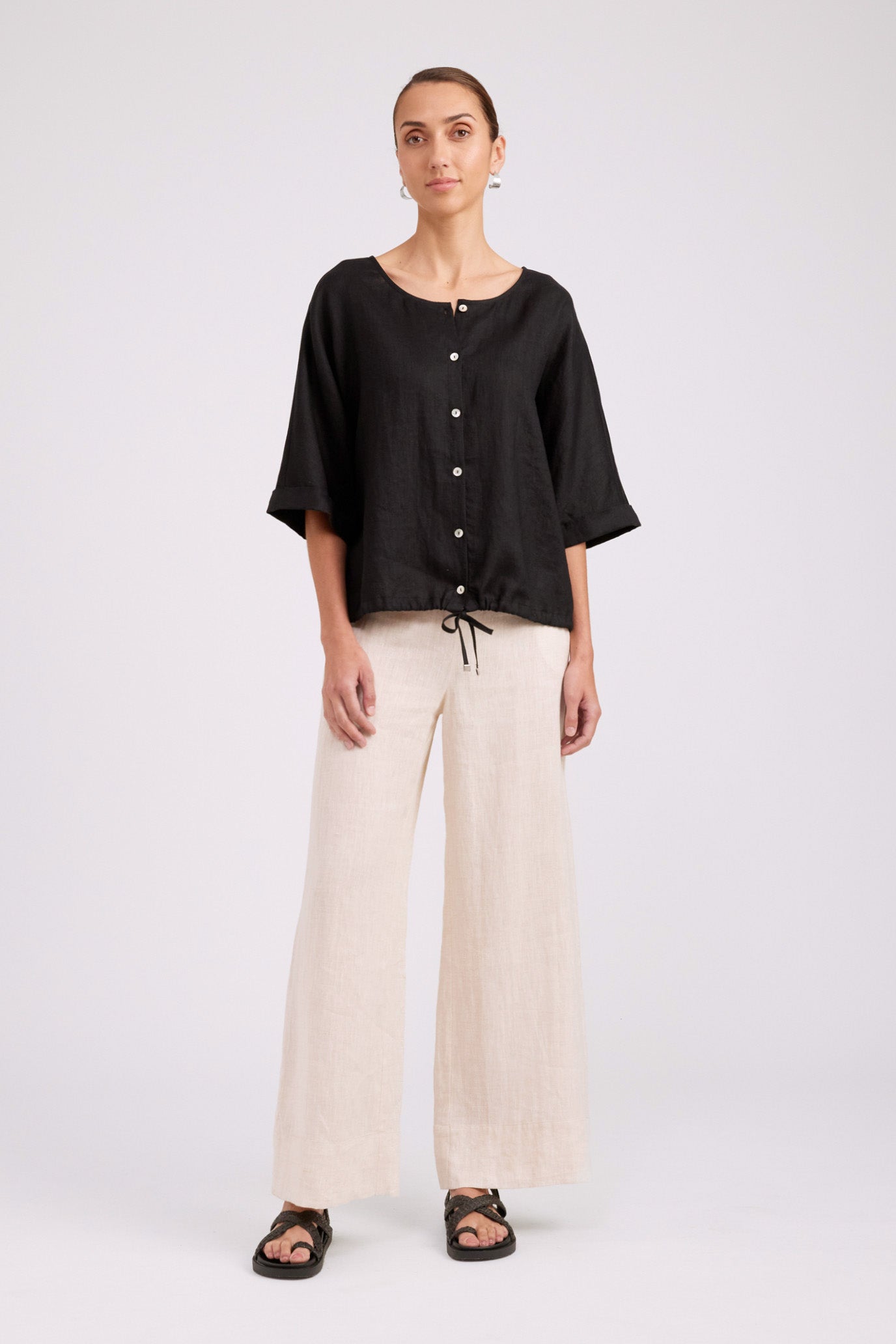 Studio Button Top/Jacket - Black