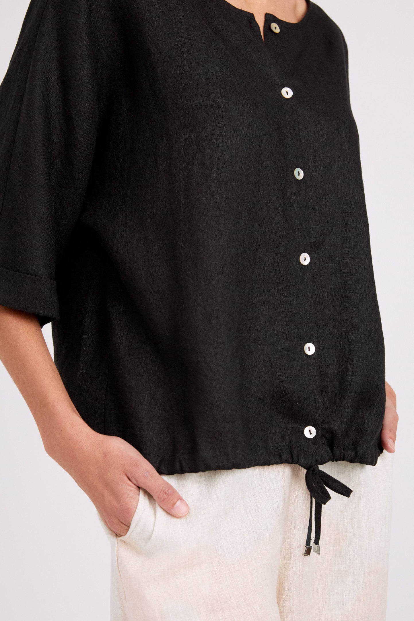 Studio Button Top/Jacket - Black