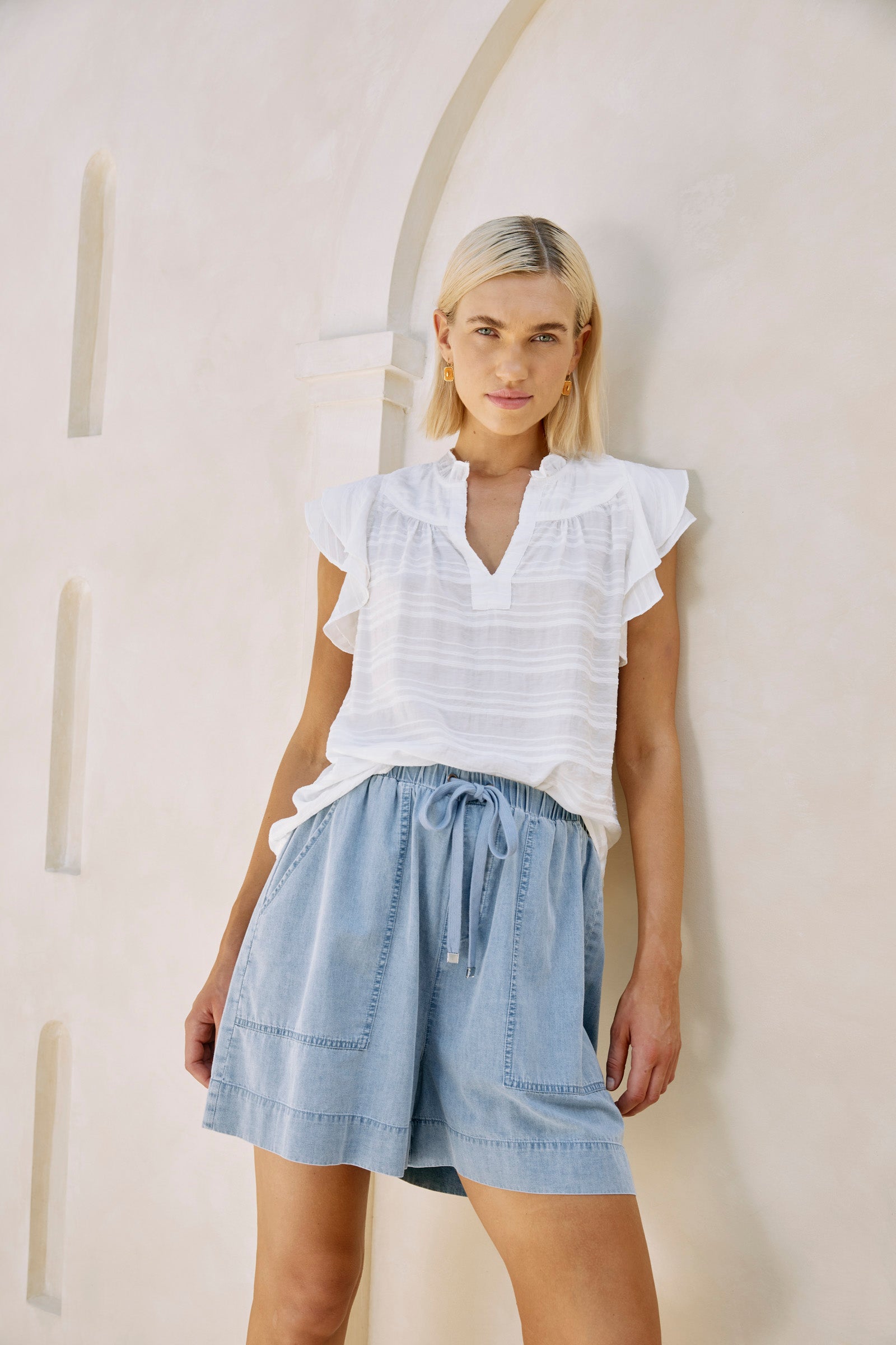 Sovana Frill Tank - White