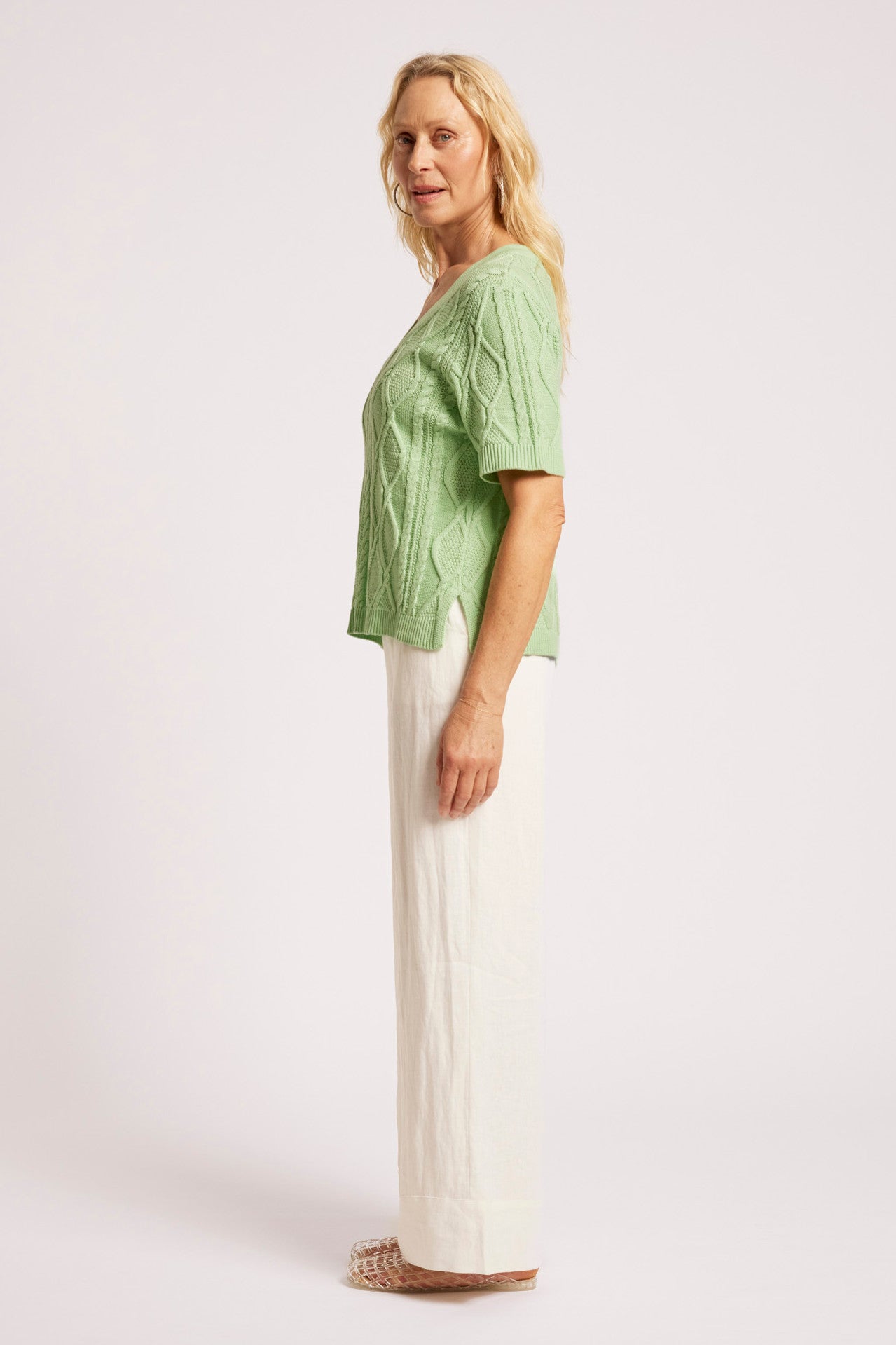 Casa Cable V Knit - Mint