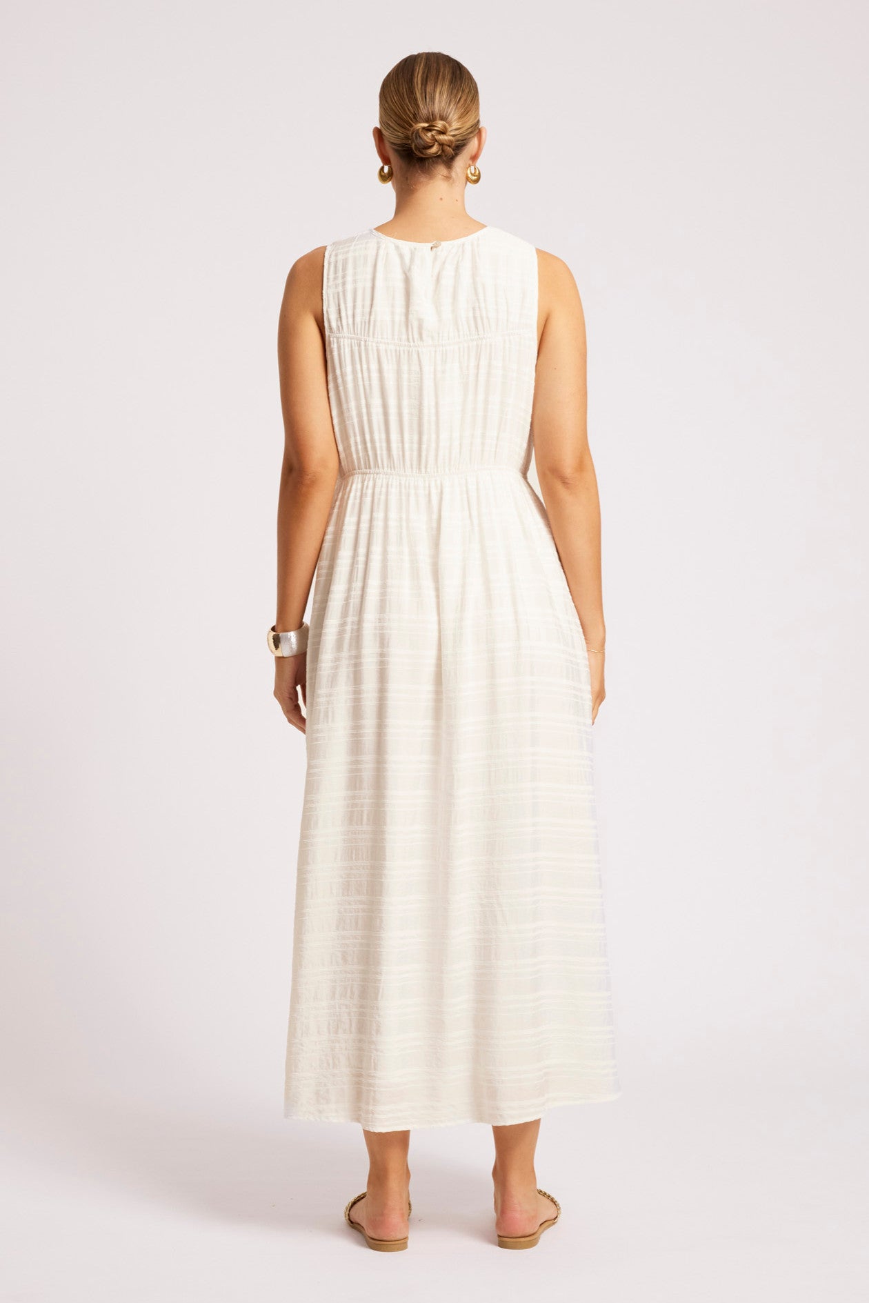 Sovana Ruched Maxi Dress - White