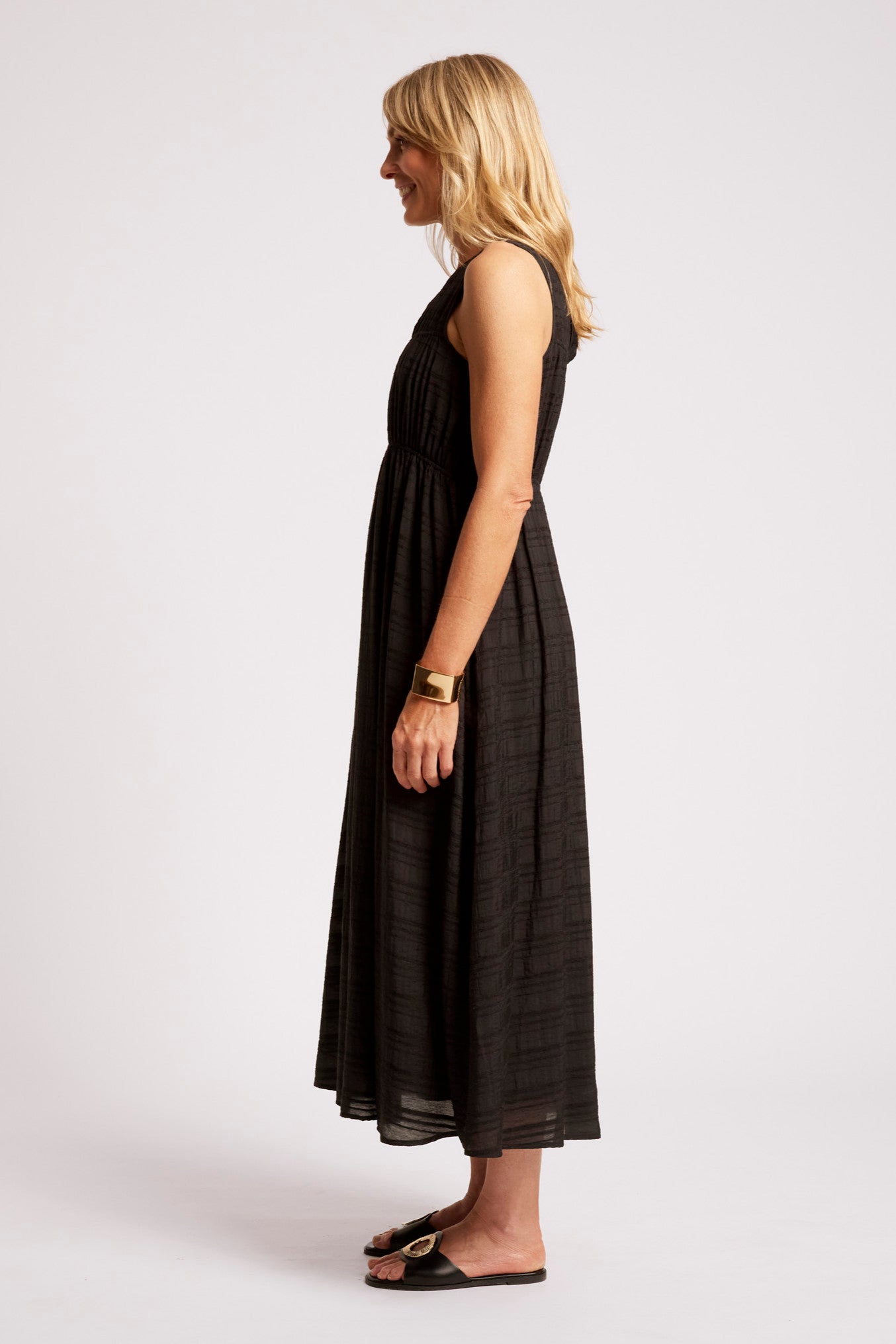 Sovana Ruched Maxi Dress - Black