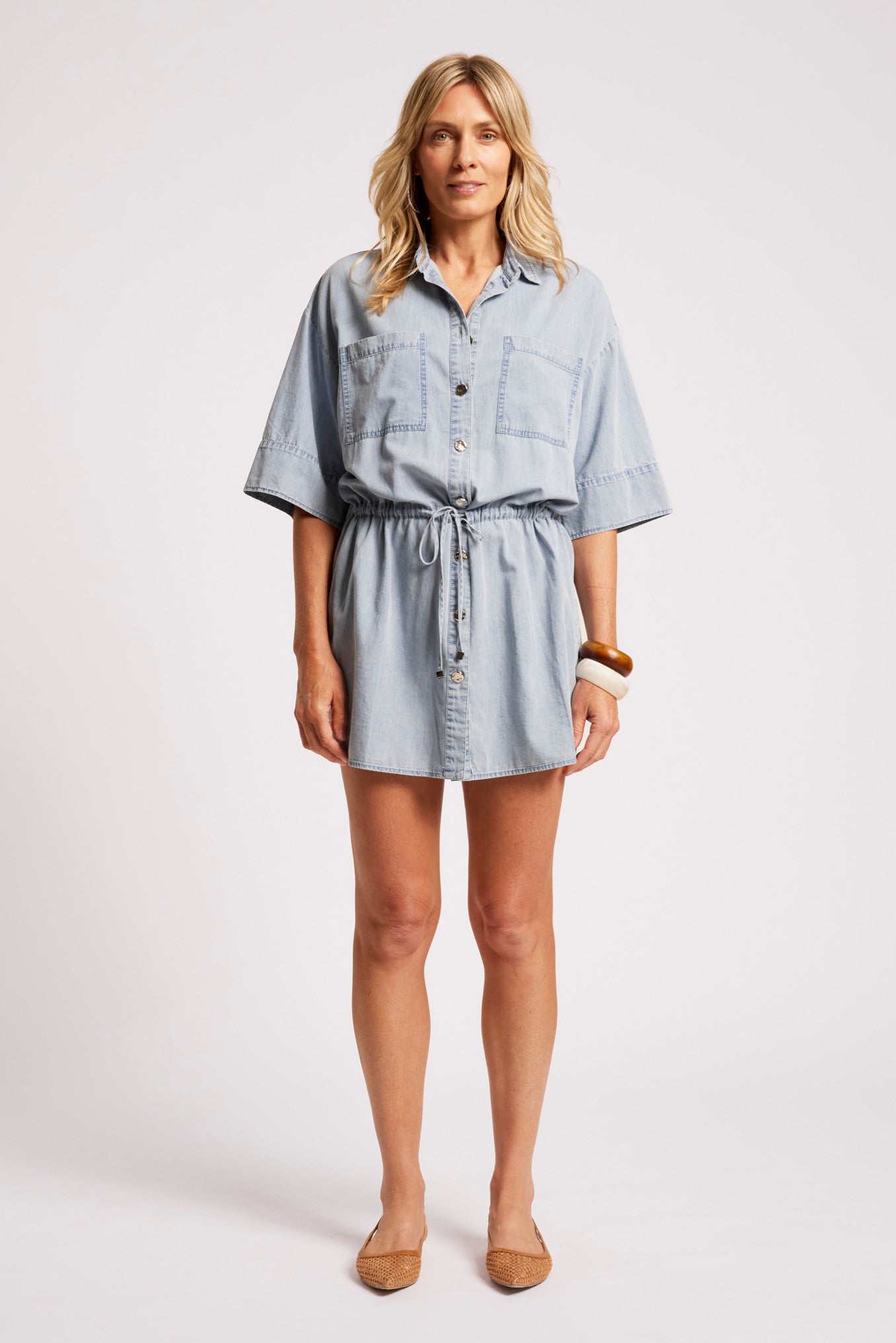 Roam Tie Shirt Dress - Denim