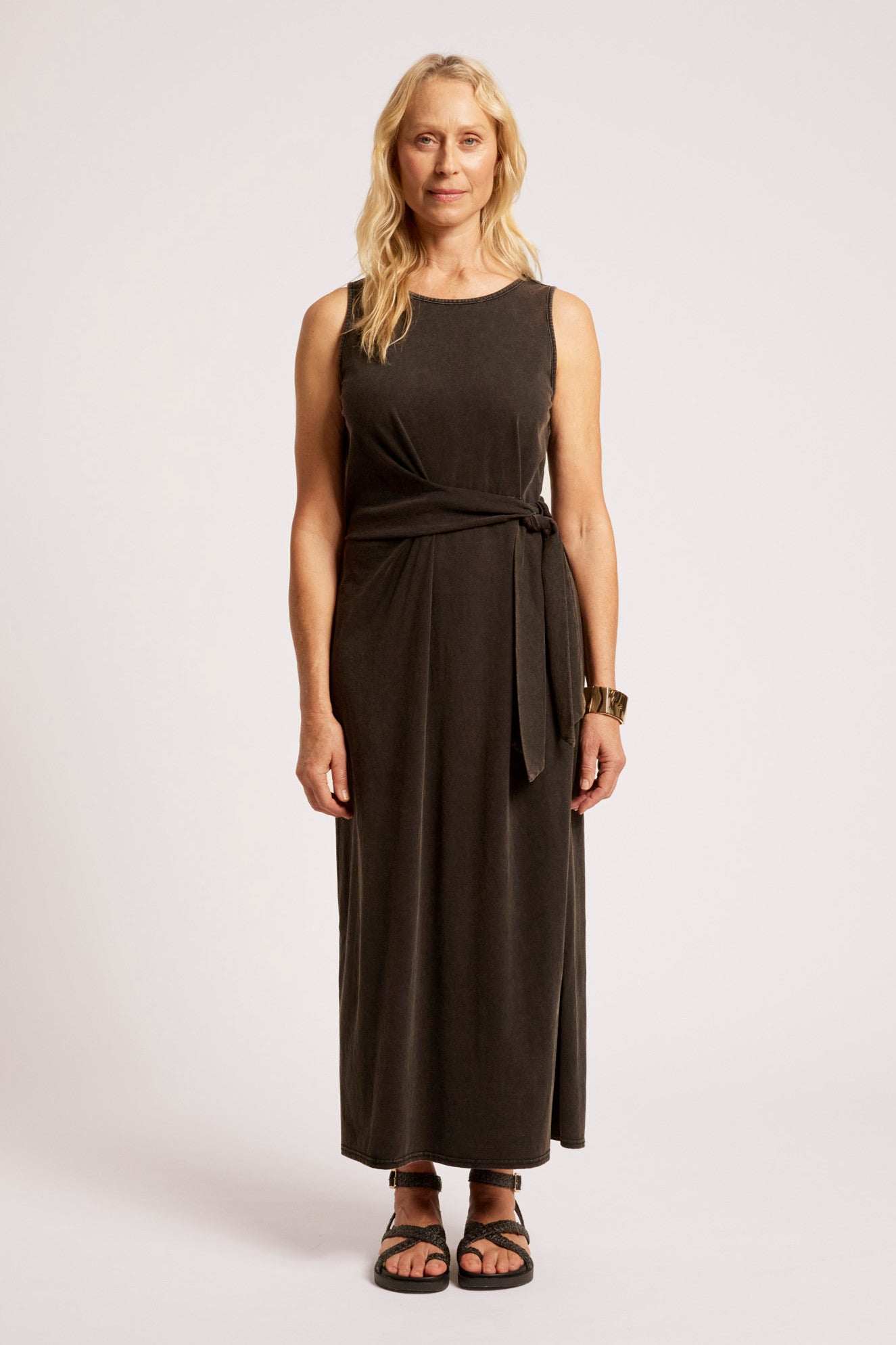 Caldera Wrap Tank Dress - Black